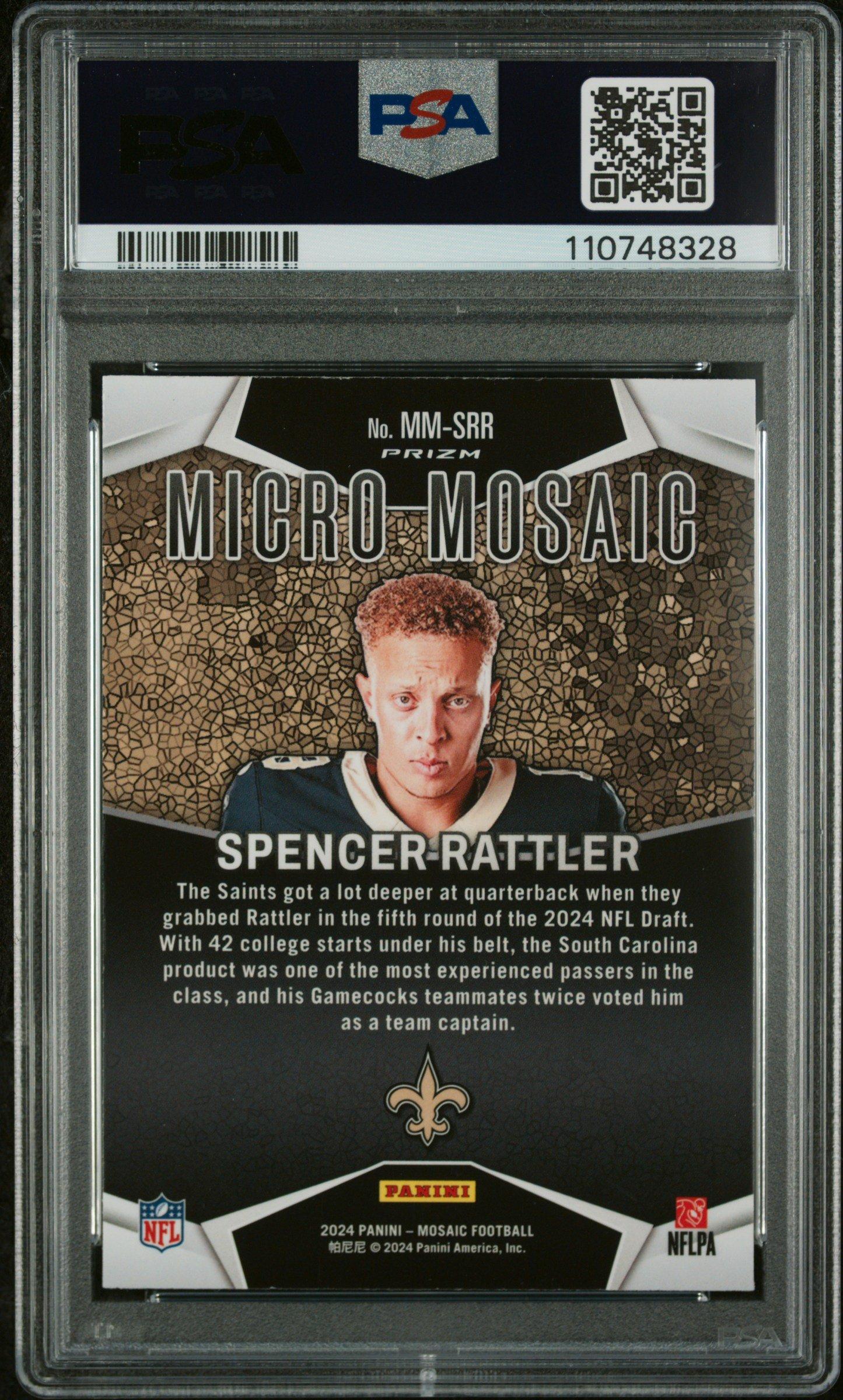 2024 Panini Mosaic Micro Mosaic Mmsrr Spencer Rattler PSA 9