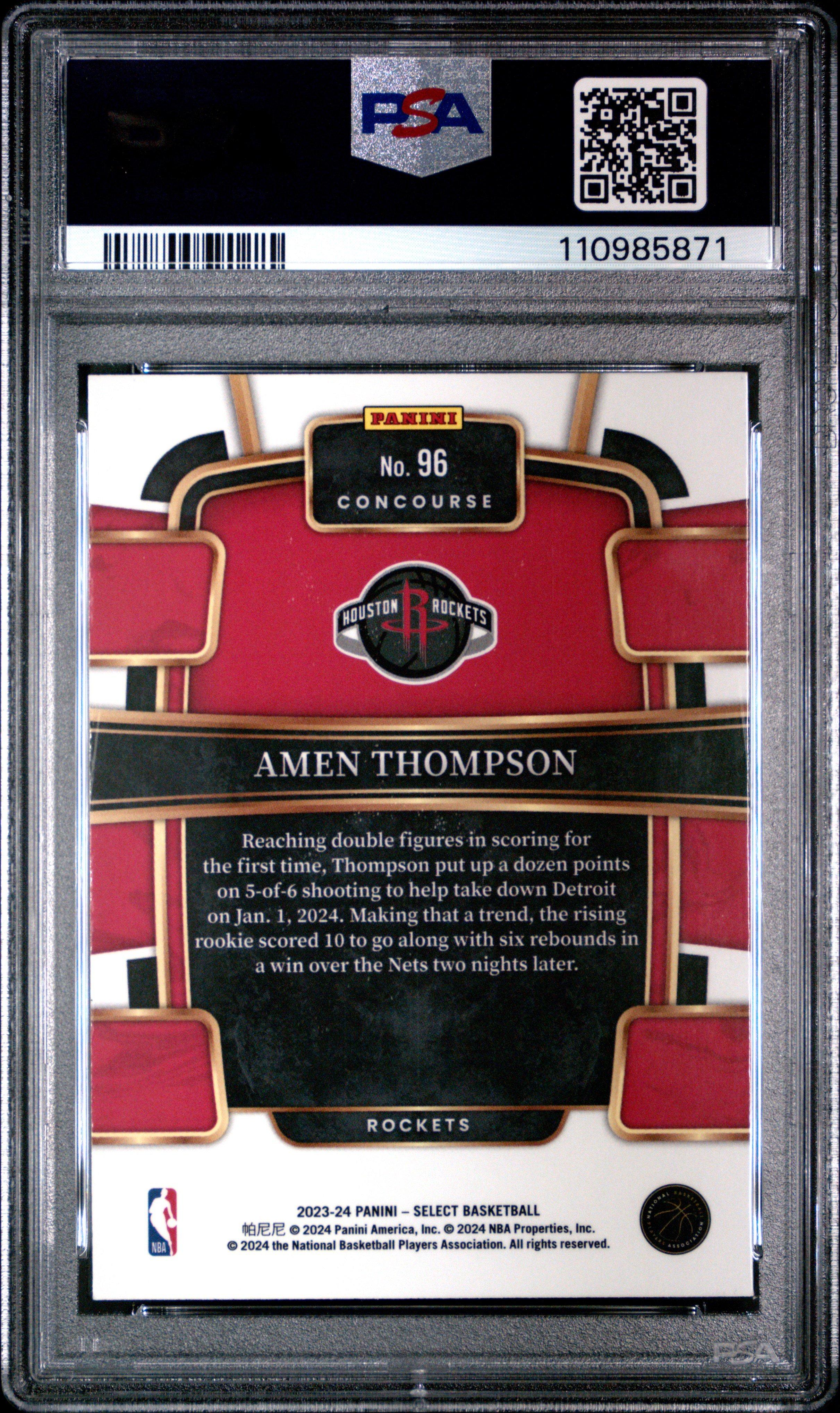 2023 Panini Select 96 Amen Thompson Blue PSA 10