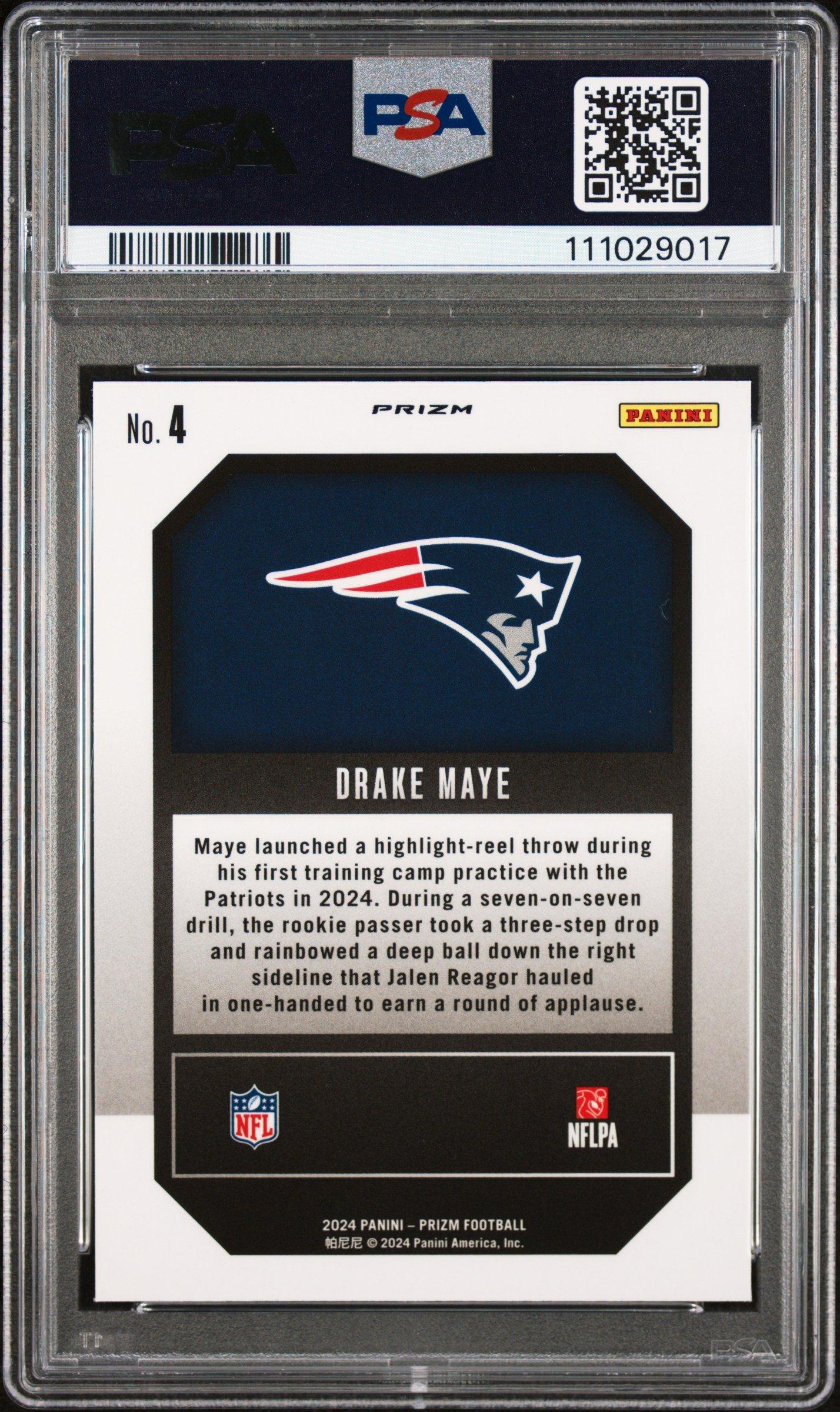 2024 Panini Prizm Emergent 4 Drake Maye Green Prizm PSA 10