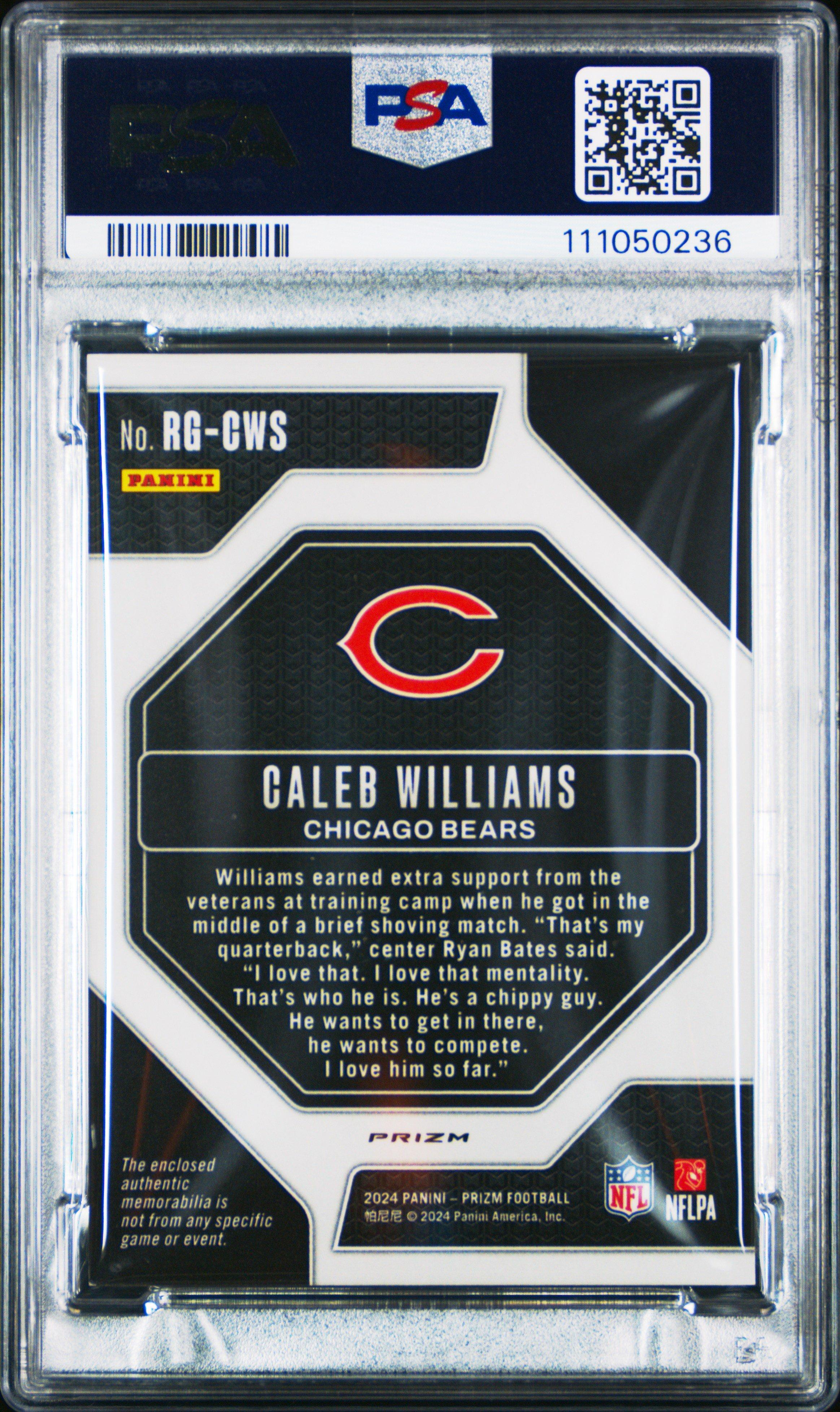 2024 Panini Prizm Rookie Gear Rgcws Caleb Williams Pink Prizm PSA 9