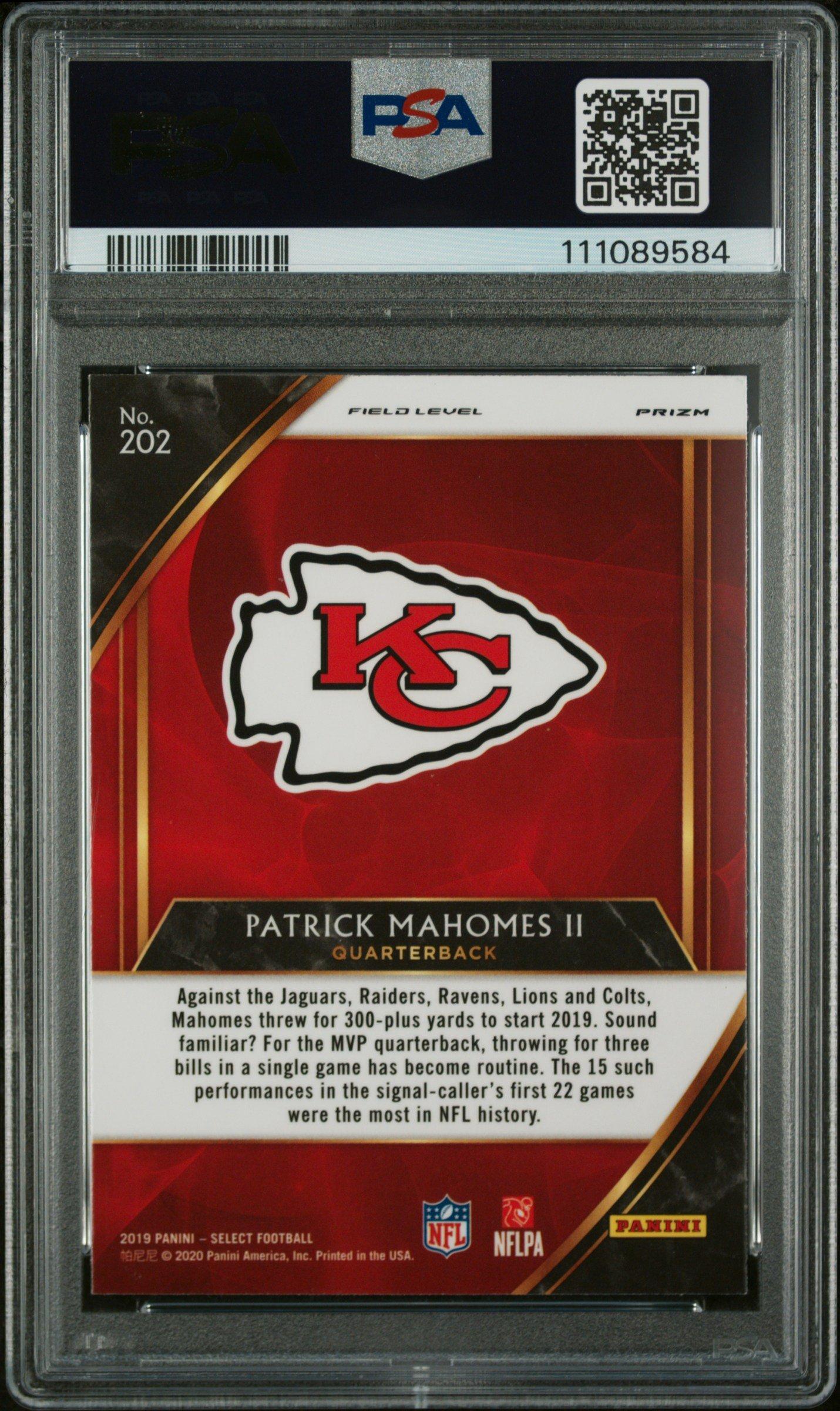 2019 Panini Select 202 Patrick Mahomes Ii Silver Prizm PSA 9