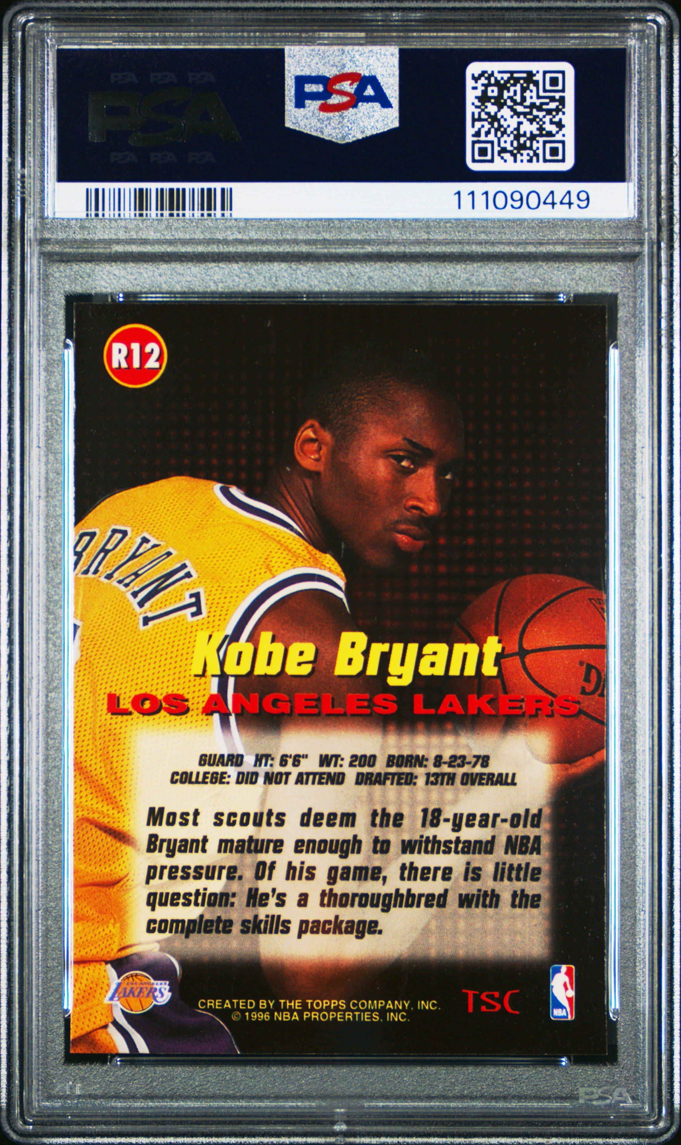 1996 Stadium Club Rookies 1 R12 Kobe Bryant Members Only PSA 9