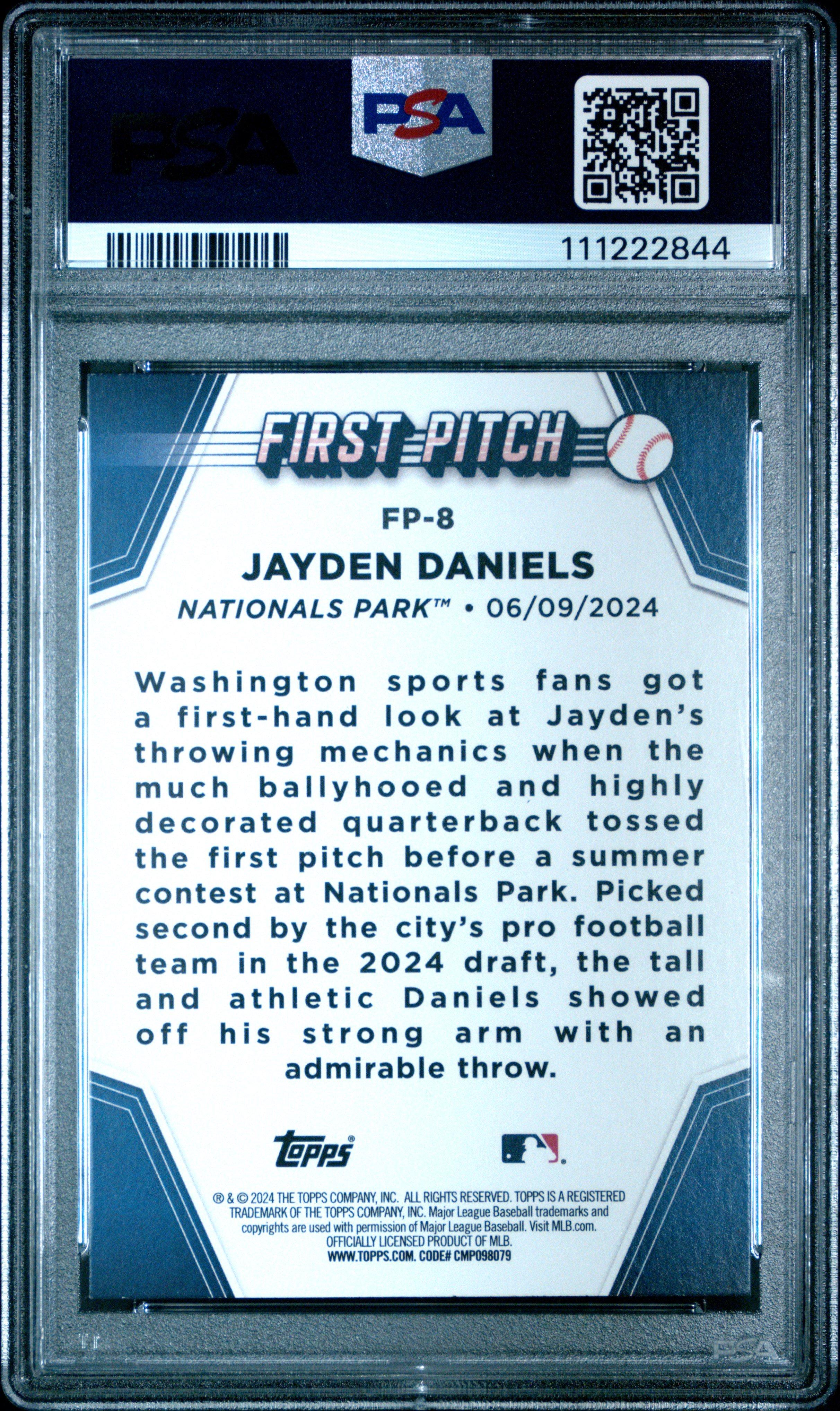 2024 Topps Update First Pitch Fp8 Jayden Daniels Blue PSA 9