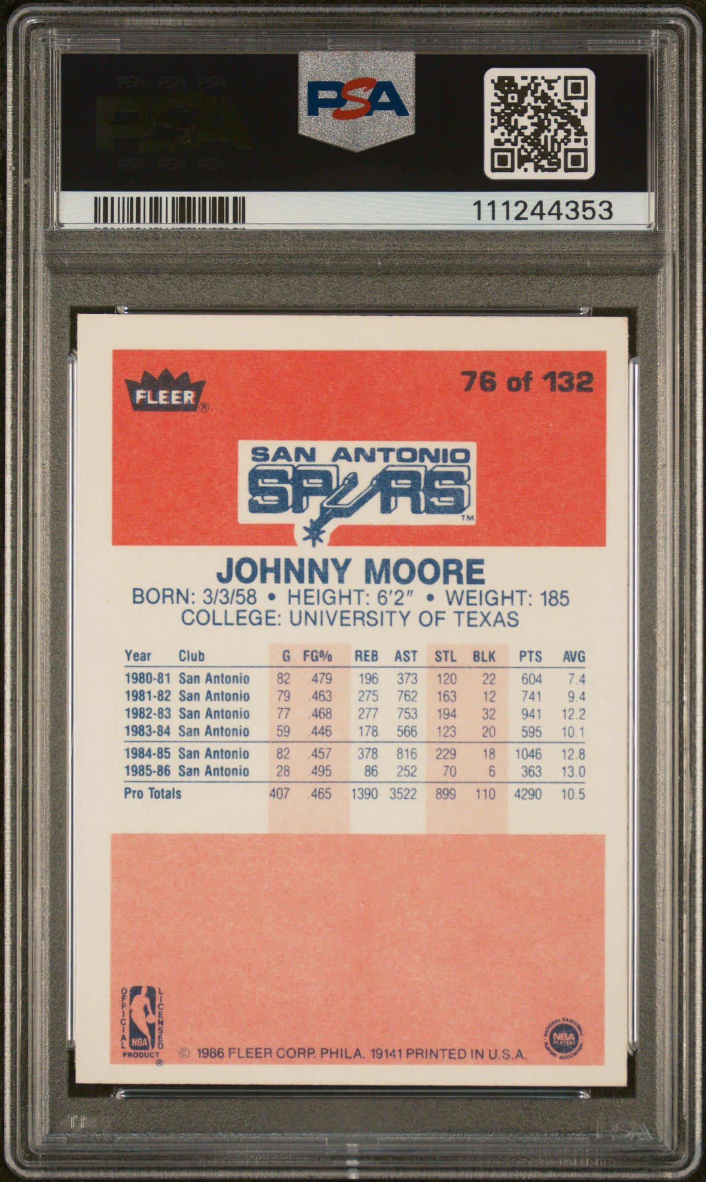 1986 Fleer 76 Johnny Moore PSA 8