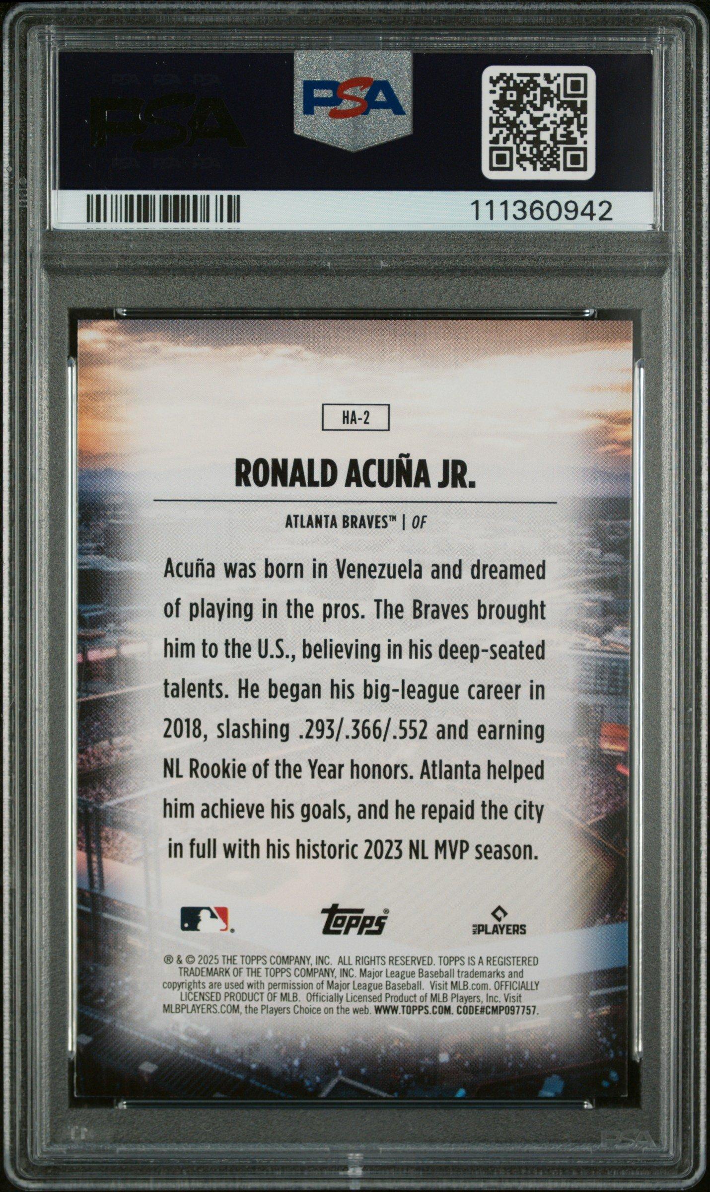 2025 Topps Home Field Advantage Ha2 Ronald Acuna Jr. PSA 9