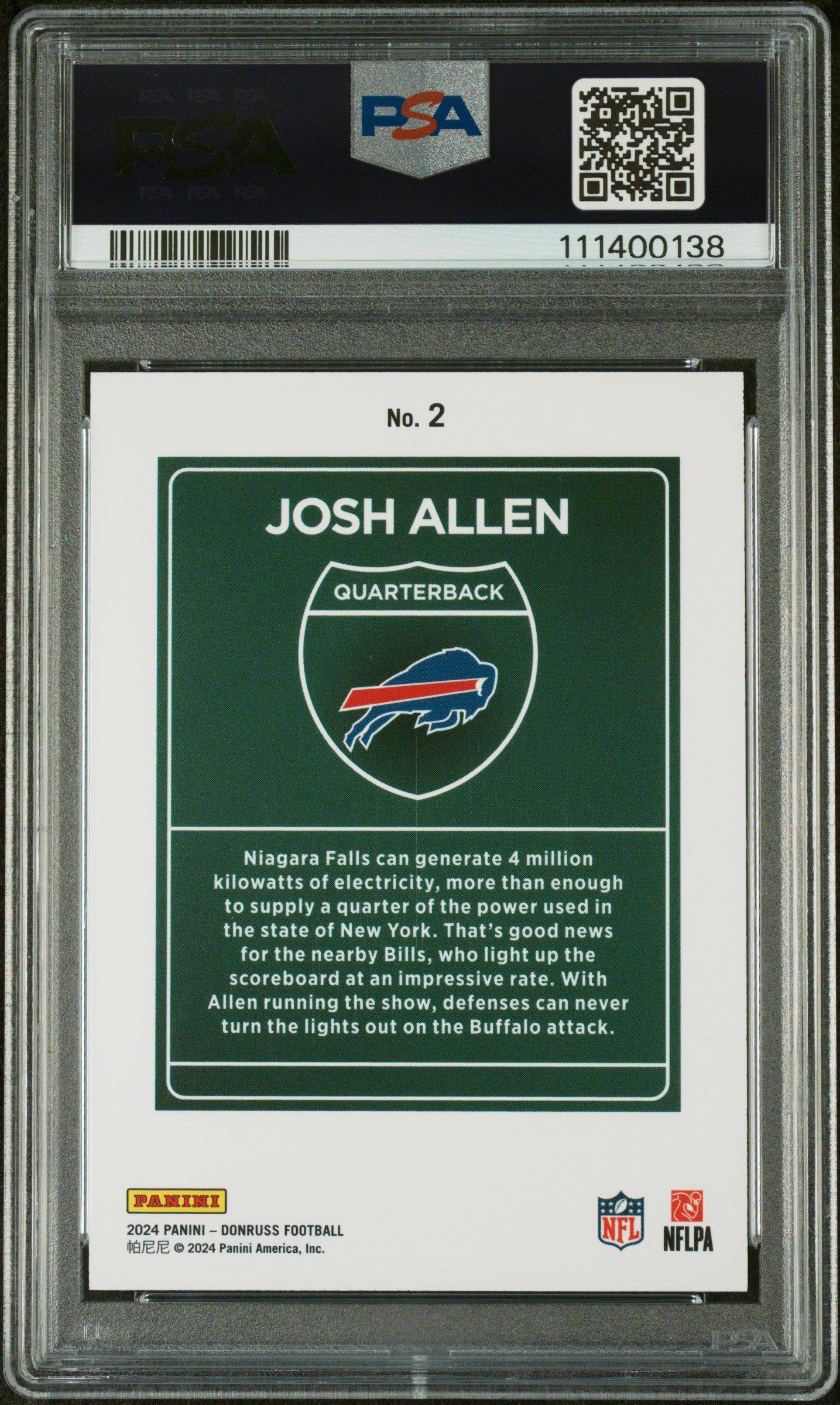 2024 Panini Donruss Downtown! 2 Josh Allen PSA 9