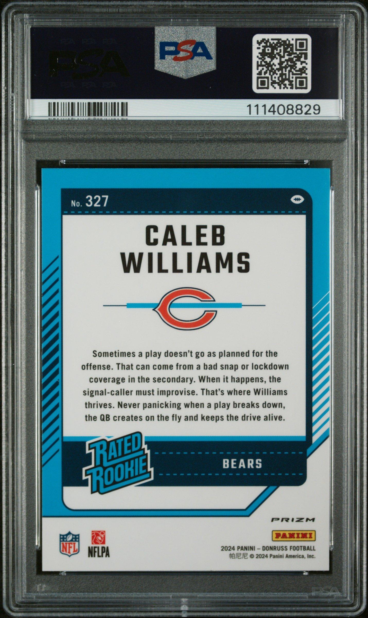 2024 Panini Donruss 327 Caleb Williams Optic Preview- PSA