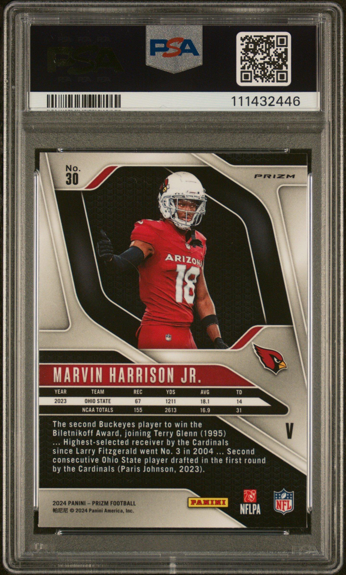 2024 Panini Prizm Rookie Variation 30 Marvin Harrison Jr. PSA 9