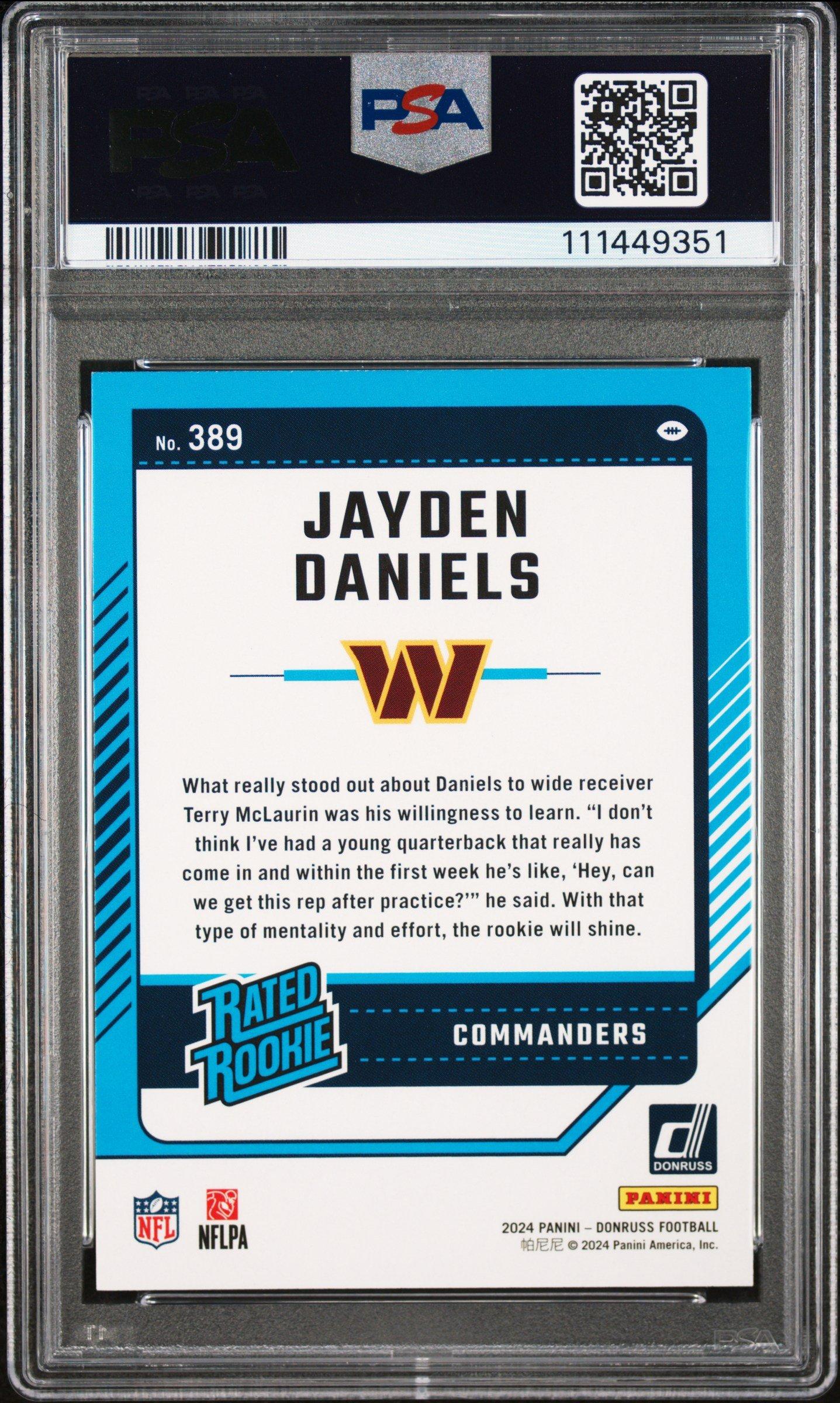 2024 Panini Donruss 389 Jayden Daniels PSA 10