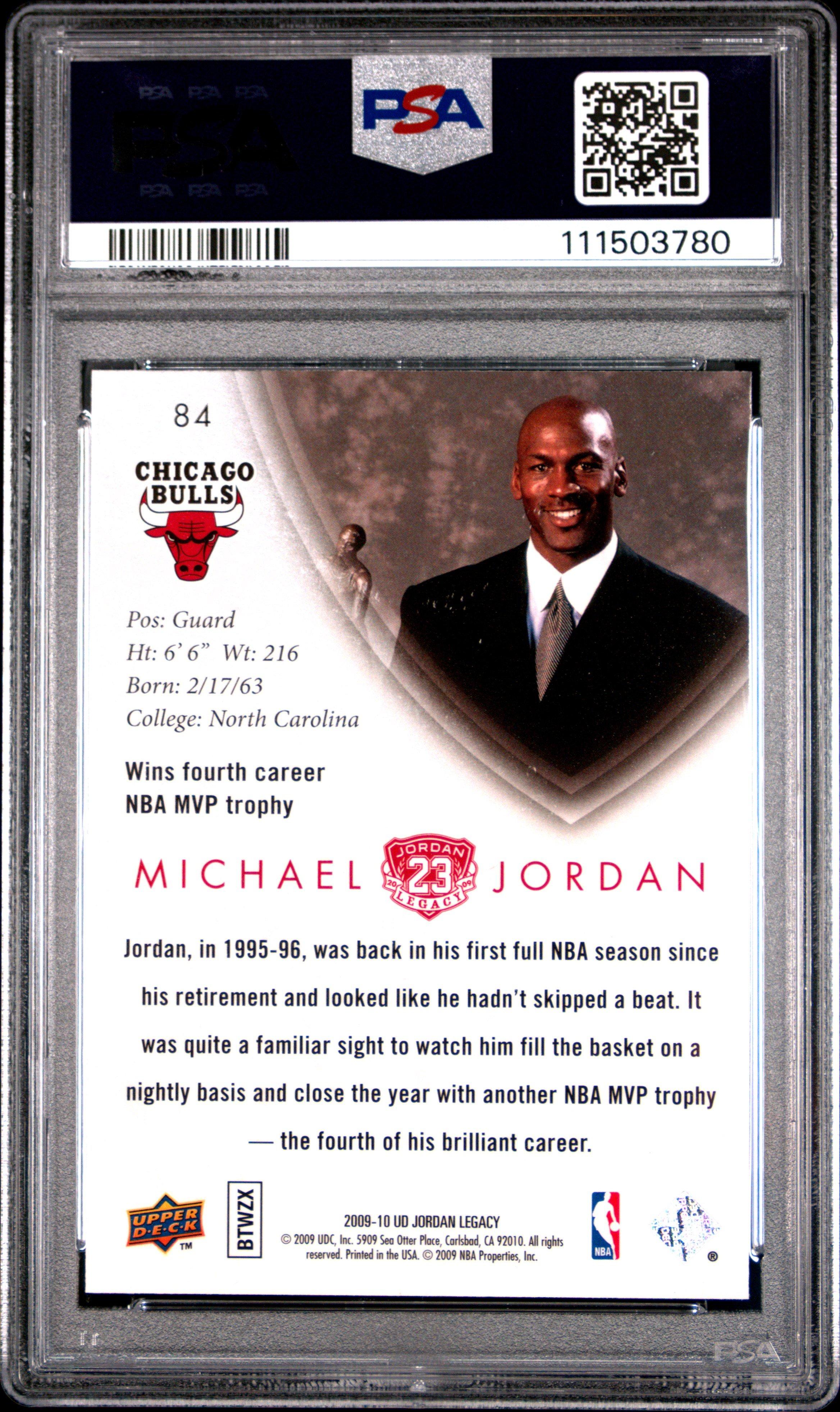 2009 Upper Deck Jordan Legacy Gold 84 Michael Jordan PSA 10 Graded