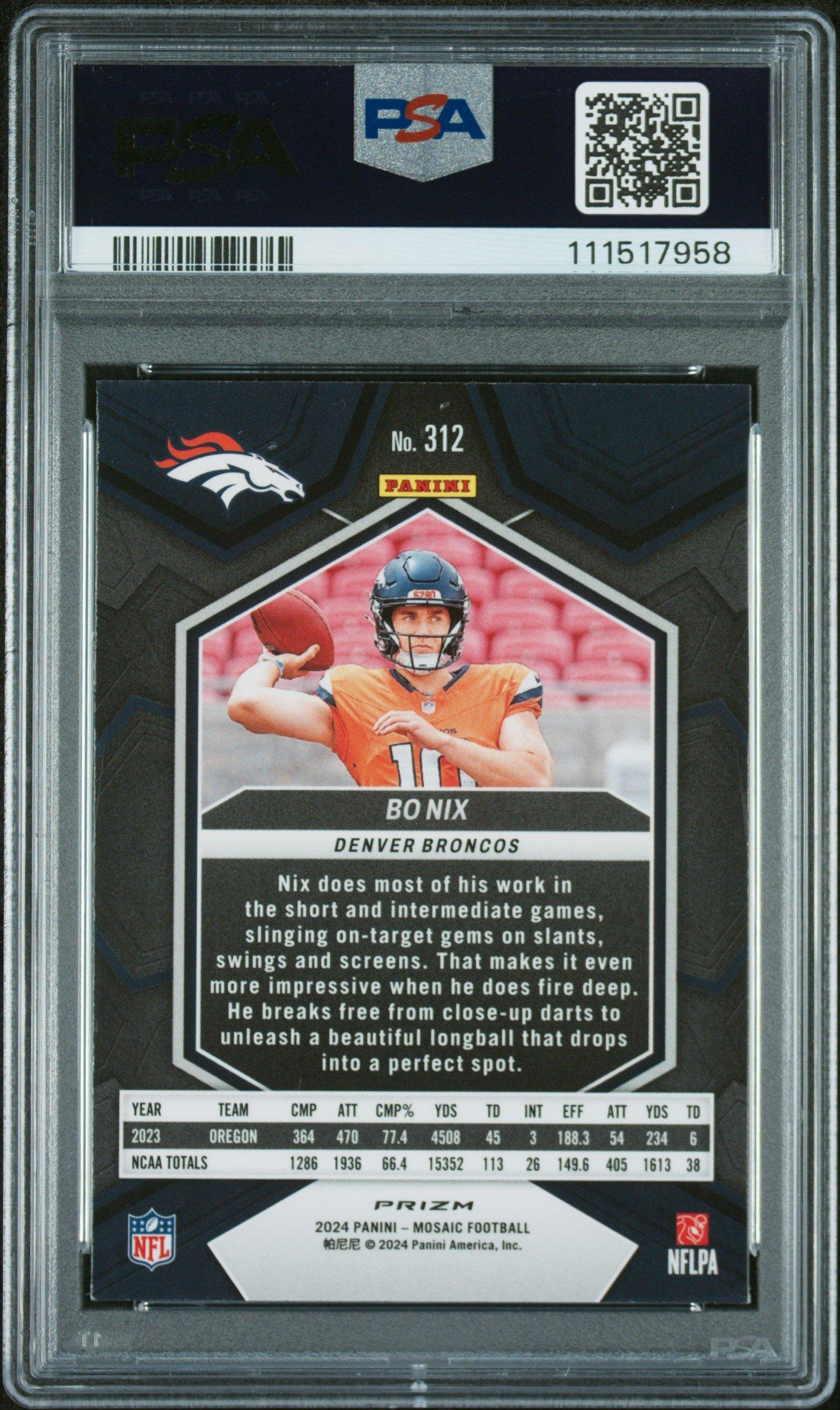2024 Panini Mosaic 312 Bo Nix Red & Green Choice PSA 9