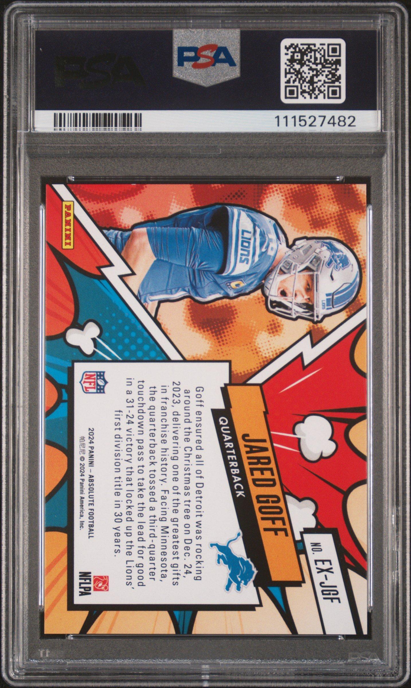 2024 Panini Absolute Explosive Exjgf Jared Goff PSA 10 Graded Card