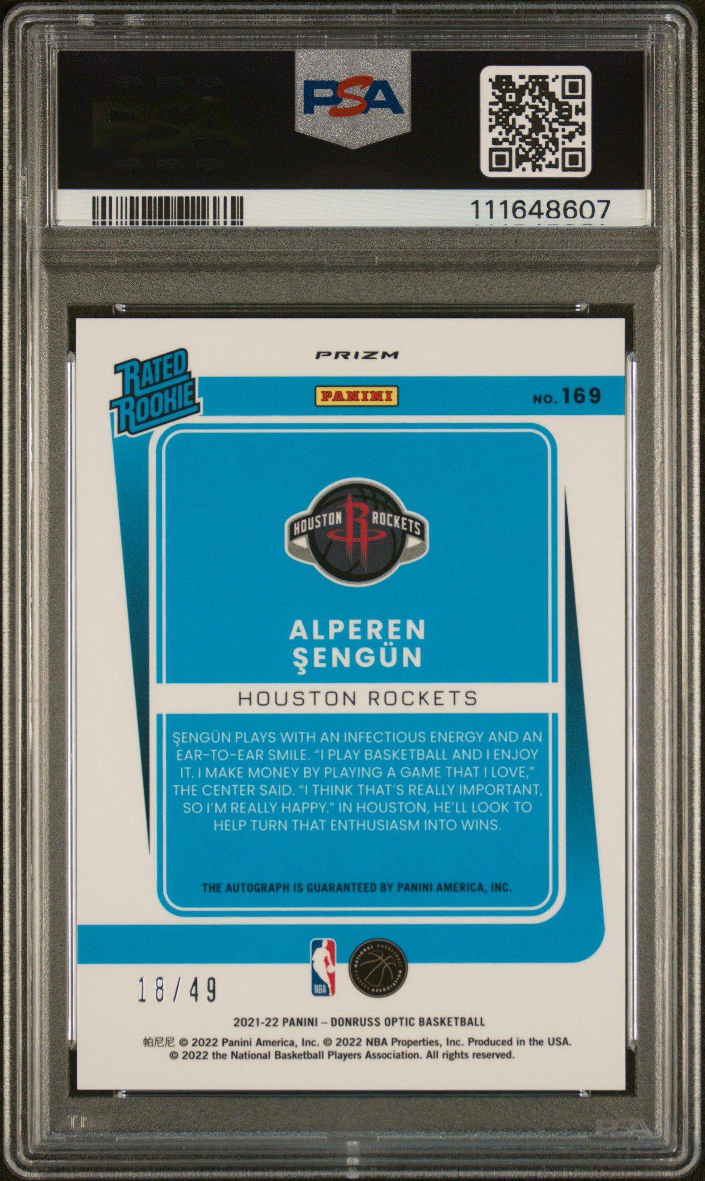 2021 Panini Donruss Optic 169 Alperen Sengun Autograph-blue PSA 9