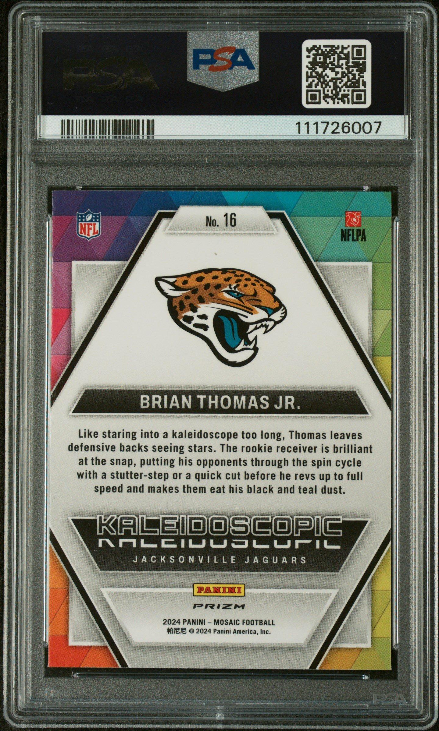 2024 Panini Mosaic Kaleidoscopic 16 Brian Thomas Jr. PSA 9