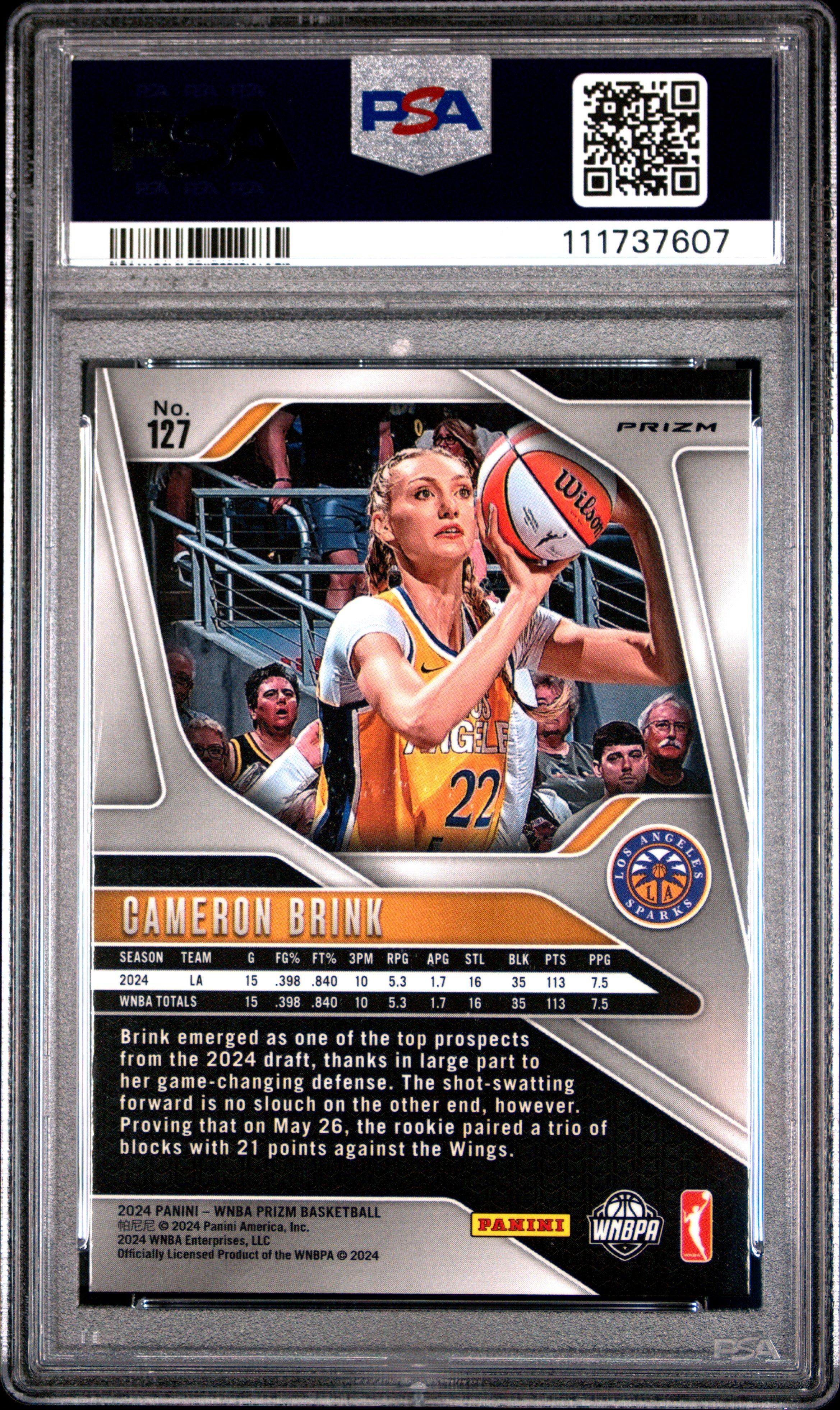 2024 Panini Prizm Wnba 127 Cameron Brink Ice PSA