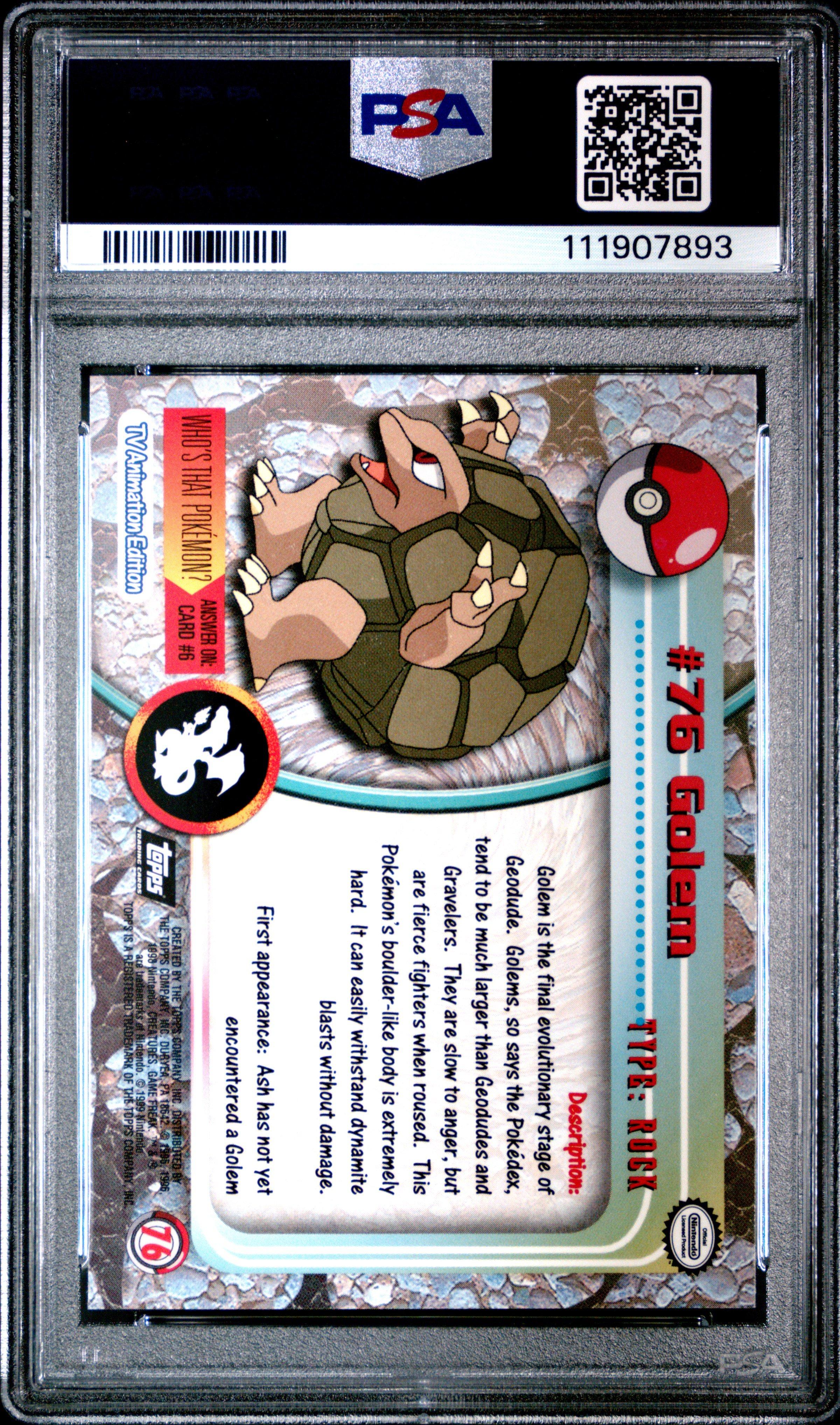 1999 Topps Pokemon Tv 76 Golem PSA 10