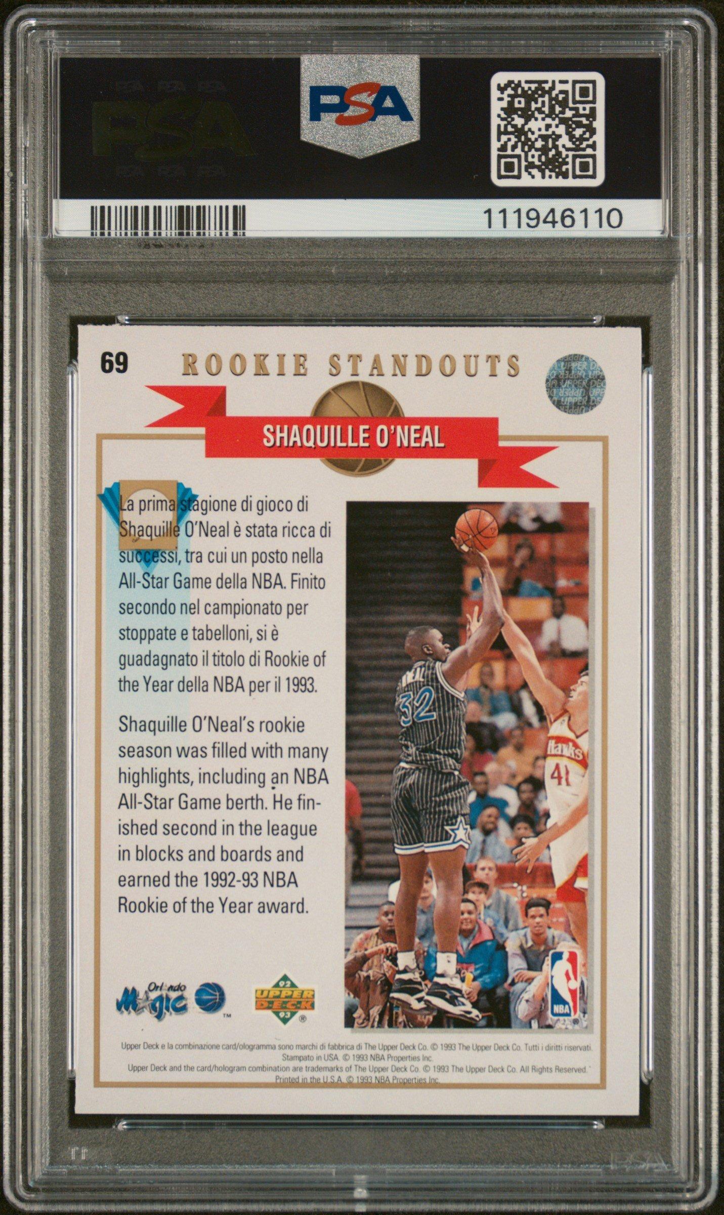 1992 Upper Deck International Shaquille O'neal Italian PSA 9