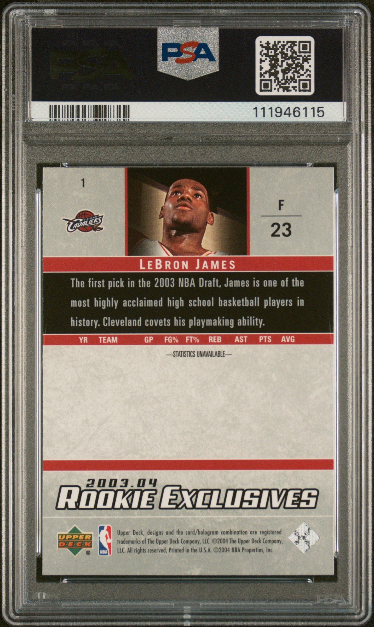 2003 Upper Deck Rookie Exclusives 1 Lebron James PSA