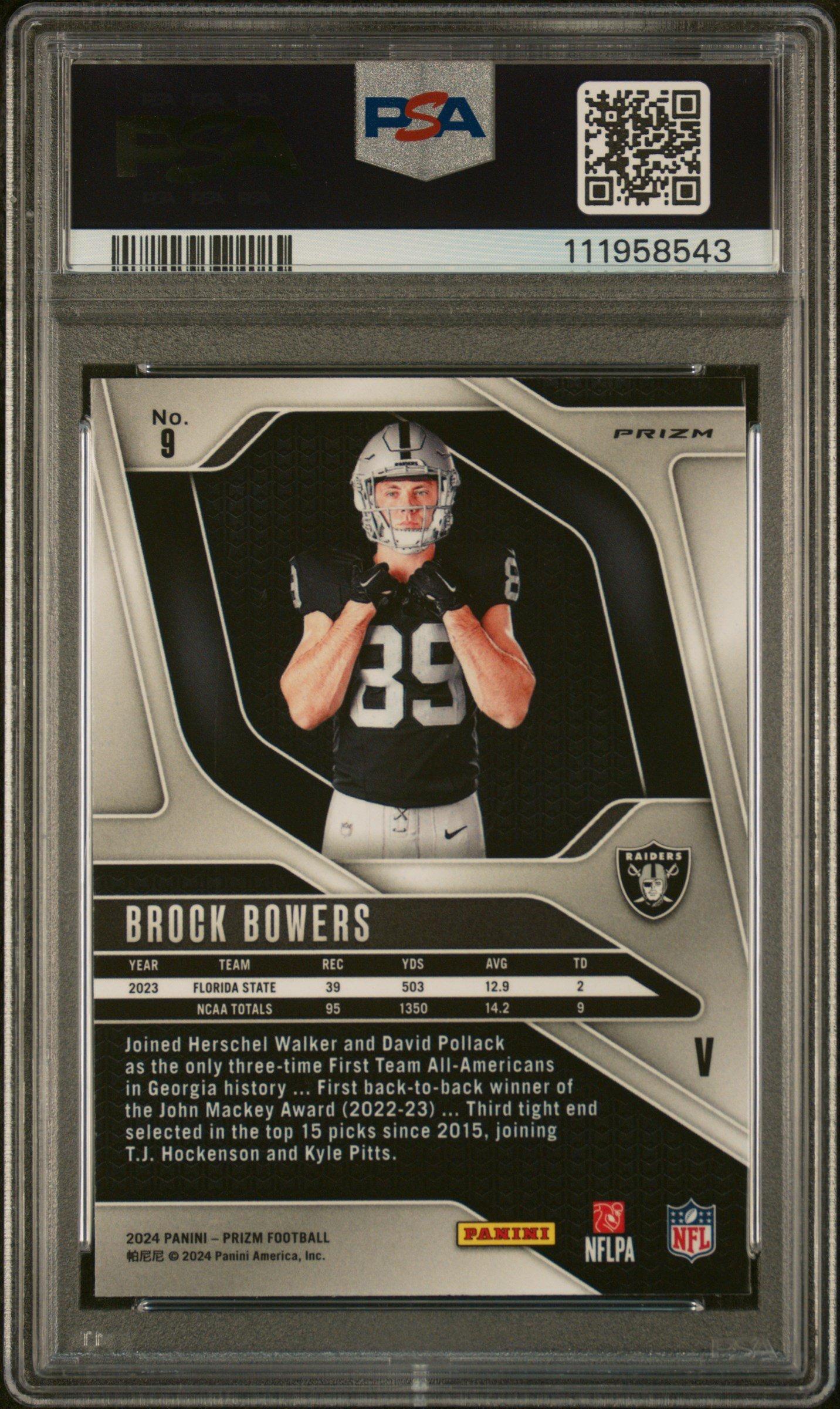 2024 Panini Prizm Rookie Variation 9 Brock Bowers PSA