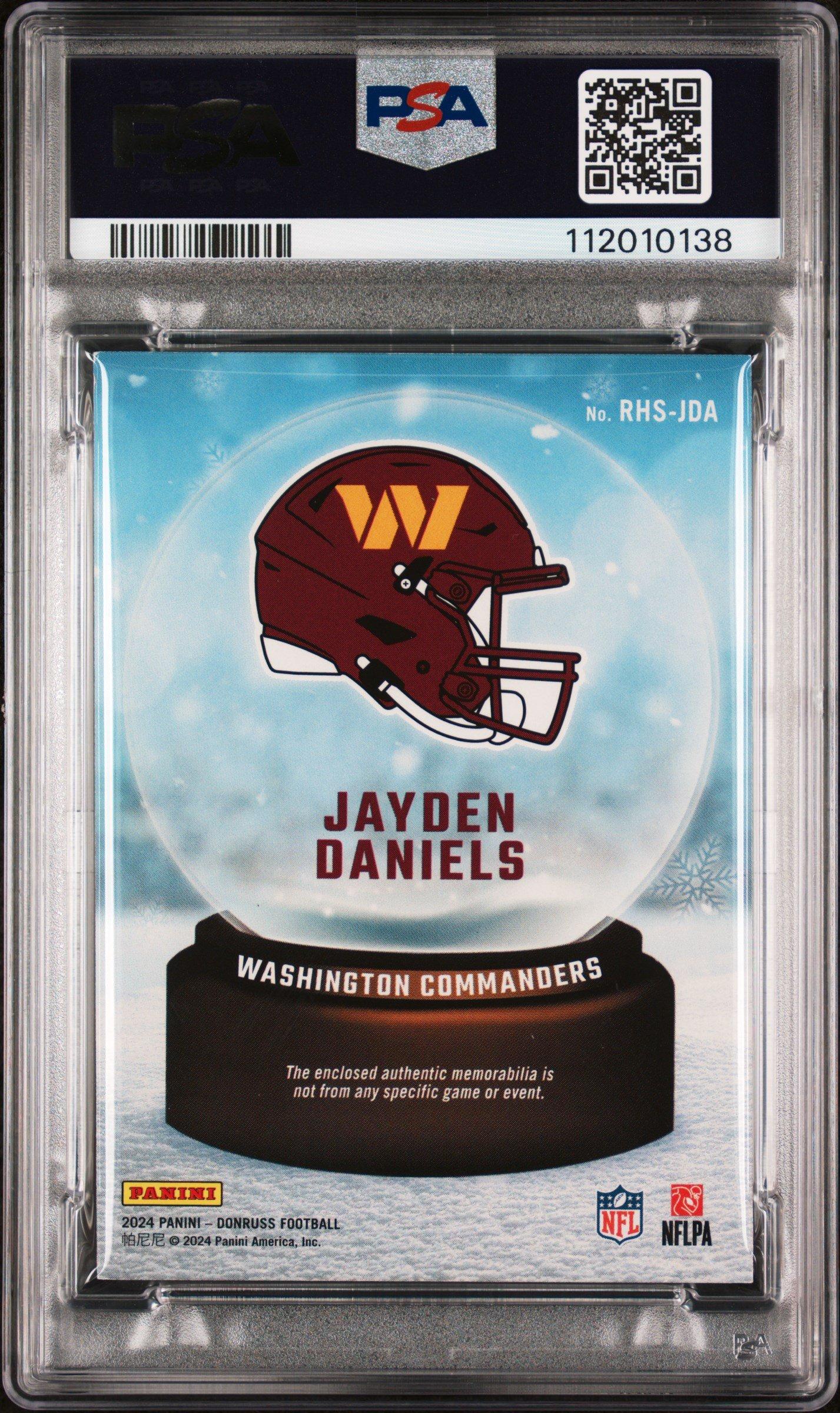 2024 Panini Donruss Rookie Holiday Sweater Rhsjda Jayden Daniels PSA 8