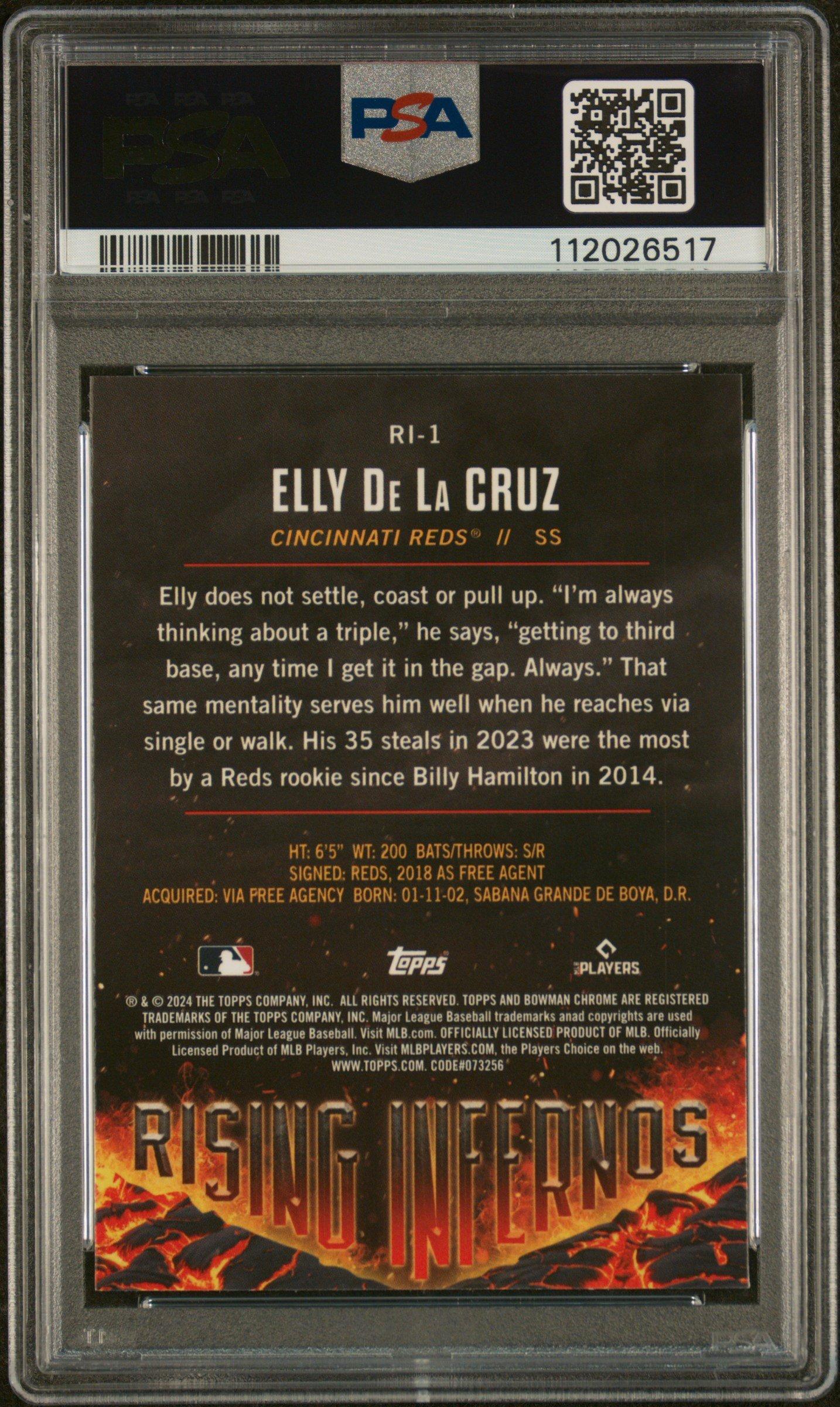 2024 Bowman Rising Infernos Ri1 Elly De La Cruz PSA 10