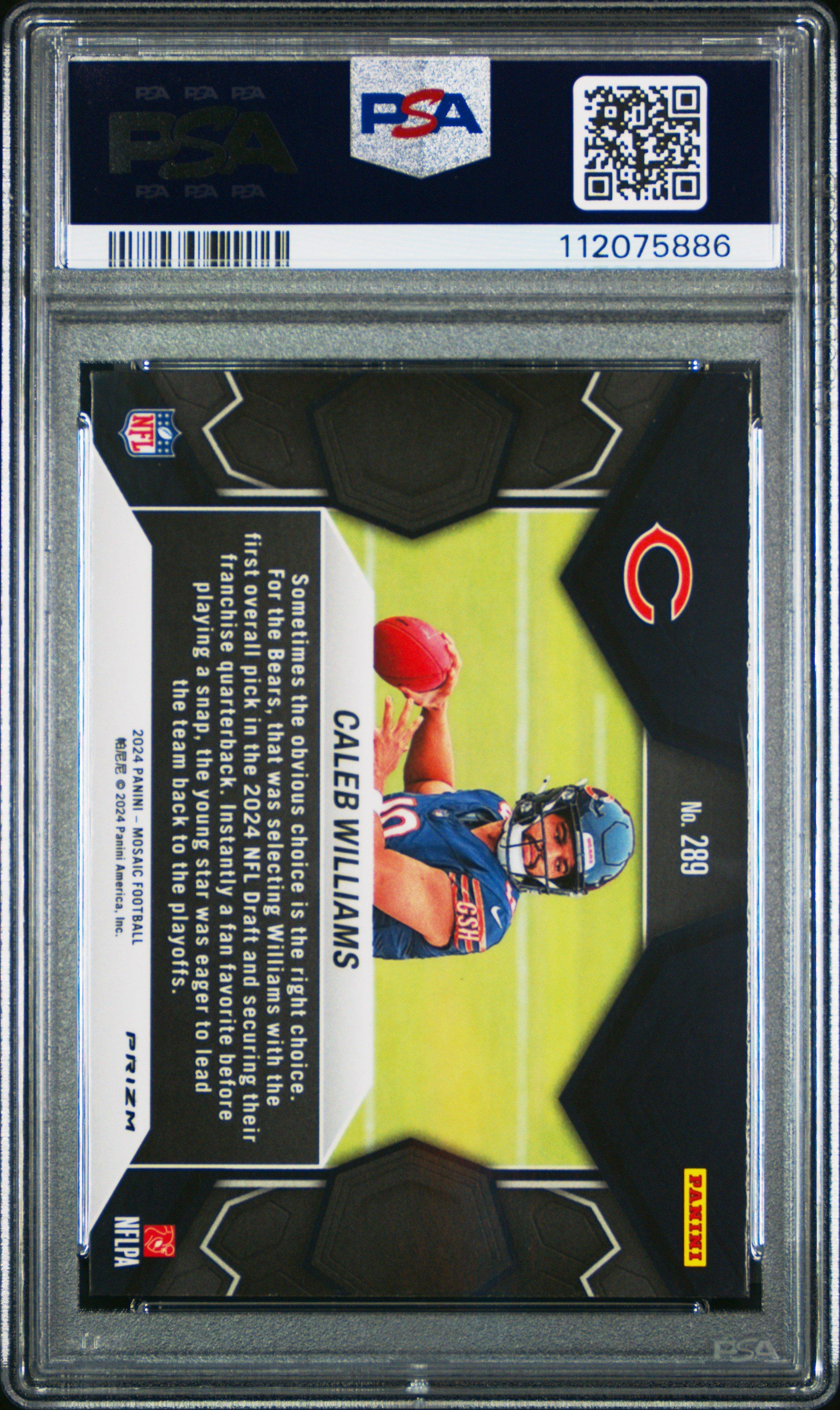 2024 Panini Mosaic 289 Caleb Williams Reactive Yellow PSA 9