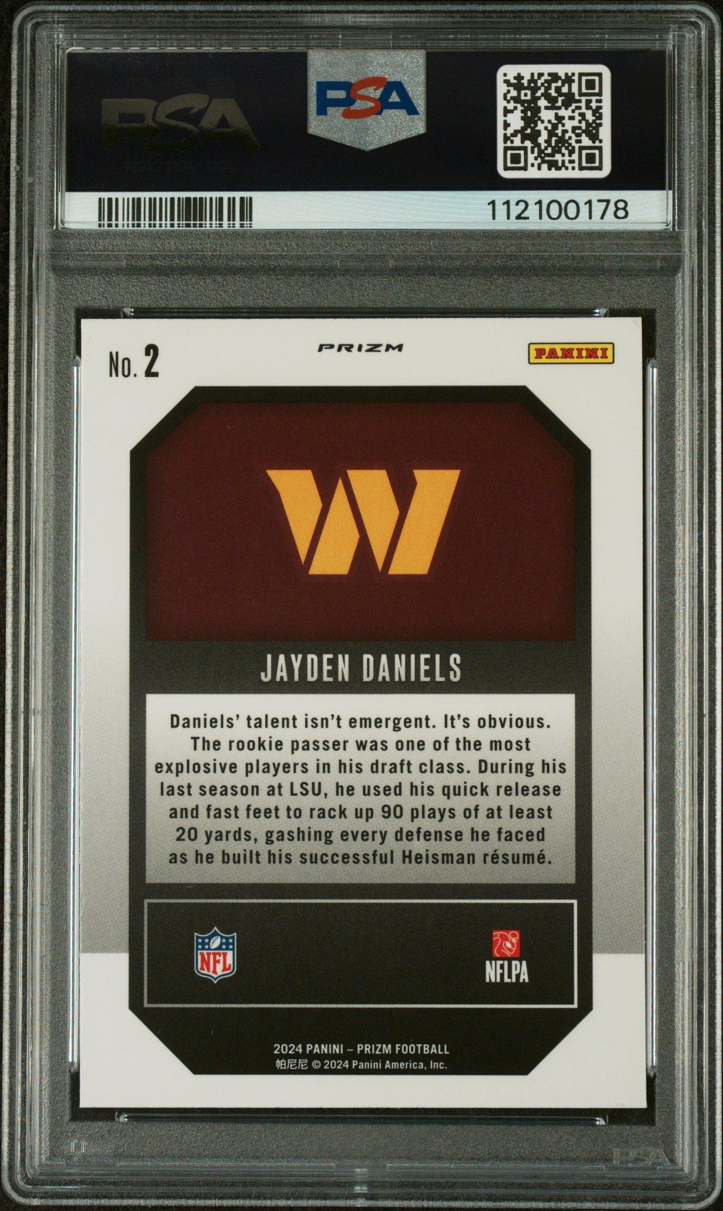 2024 Panini Prizm Emergent 2 Jayden Daniels Green Ice PSA 10