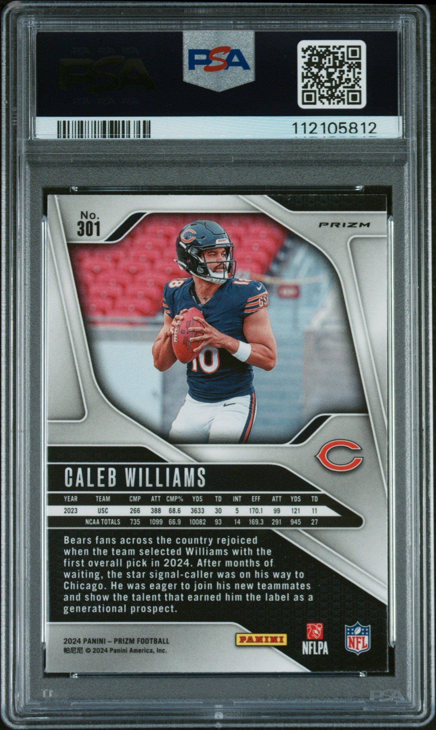 2024 Panini Prizm 301 Caleb Williams Disco Prizm PSA 9
