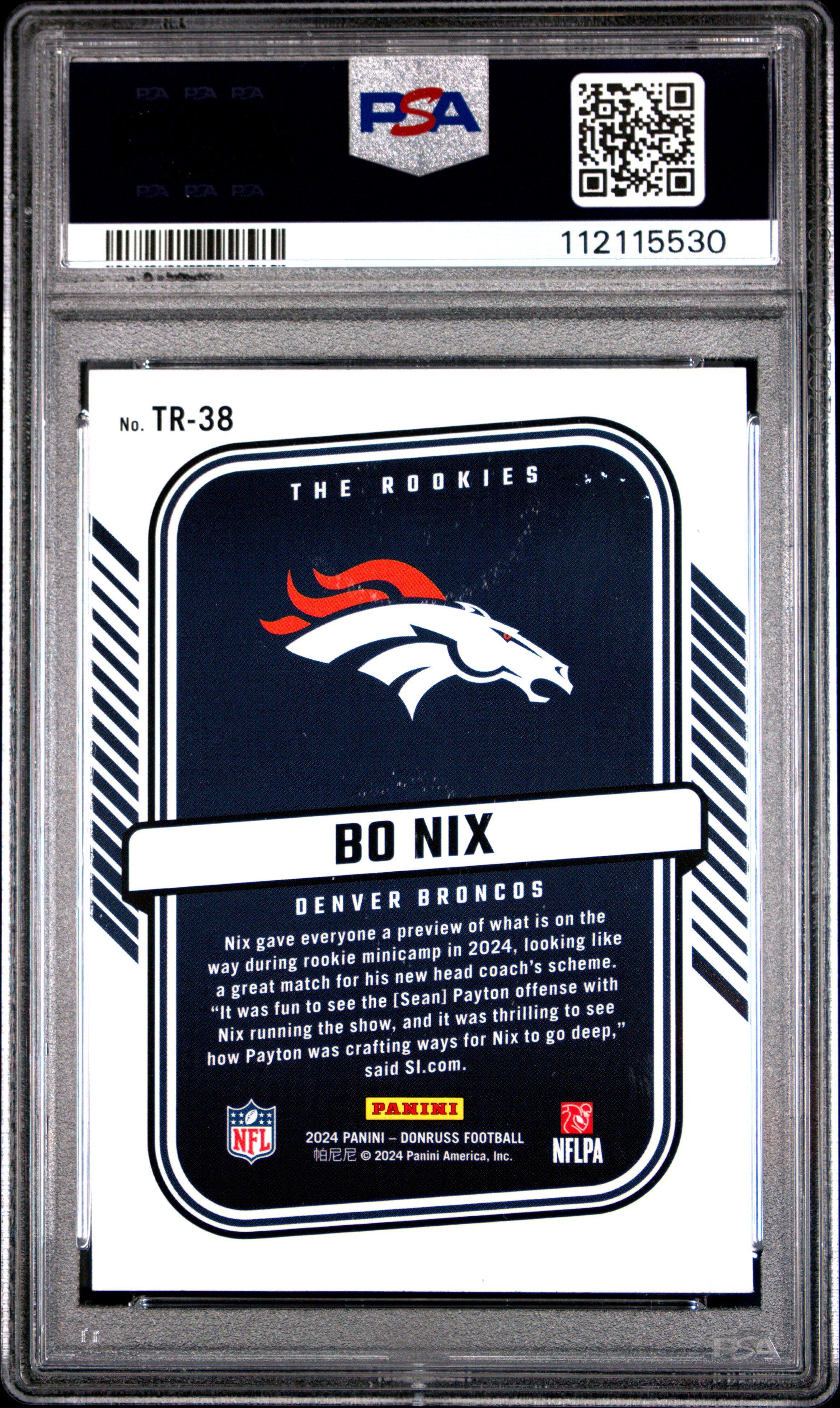 2024 Panini Donruss The Rookies Tr38 Bo Nix PSA 9