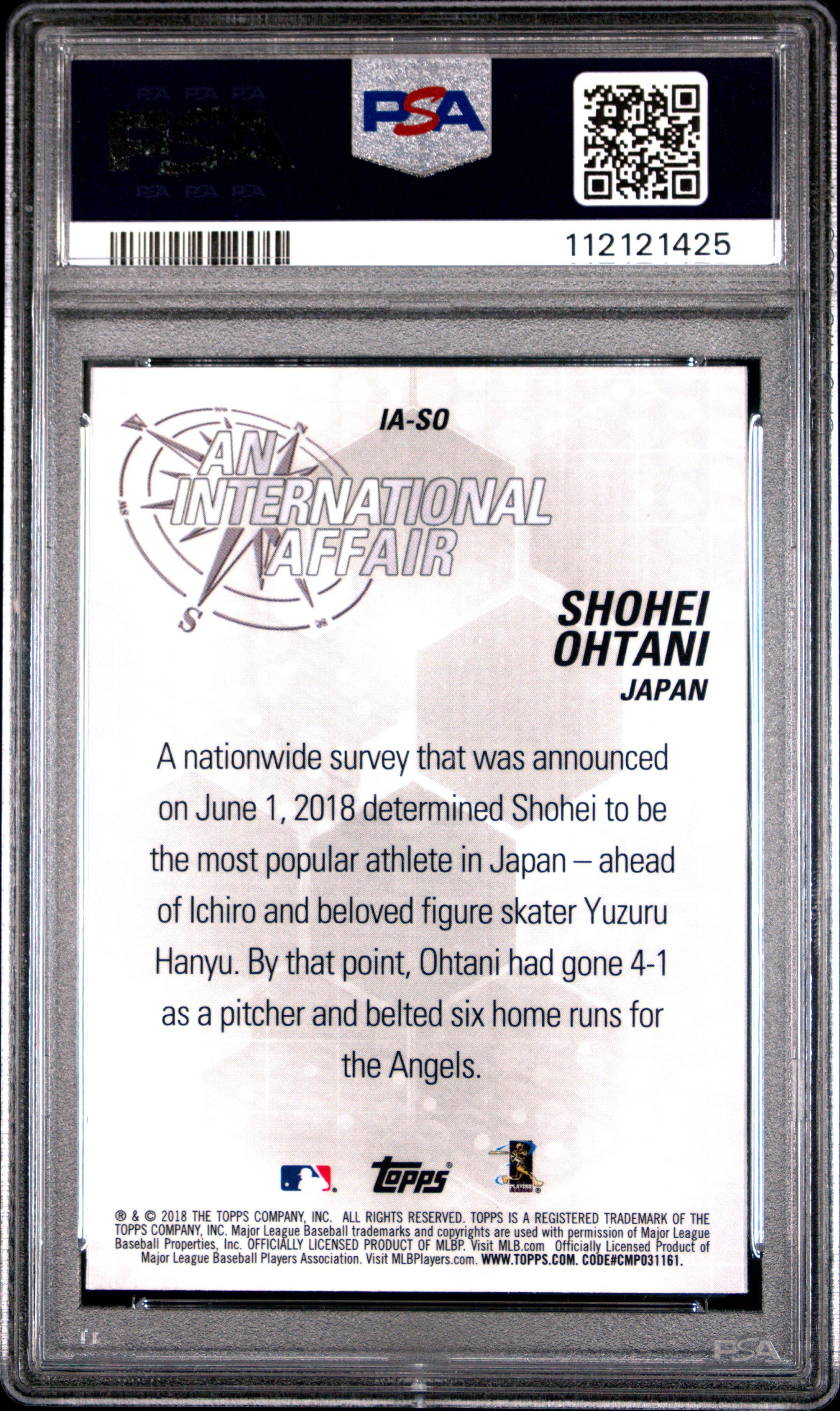 2018 Topps Chrome Update An International Affair Ia-so Shohei Ohtani PSA 10