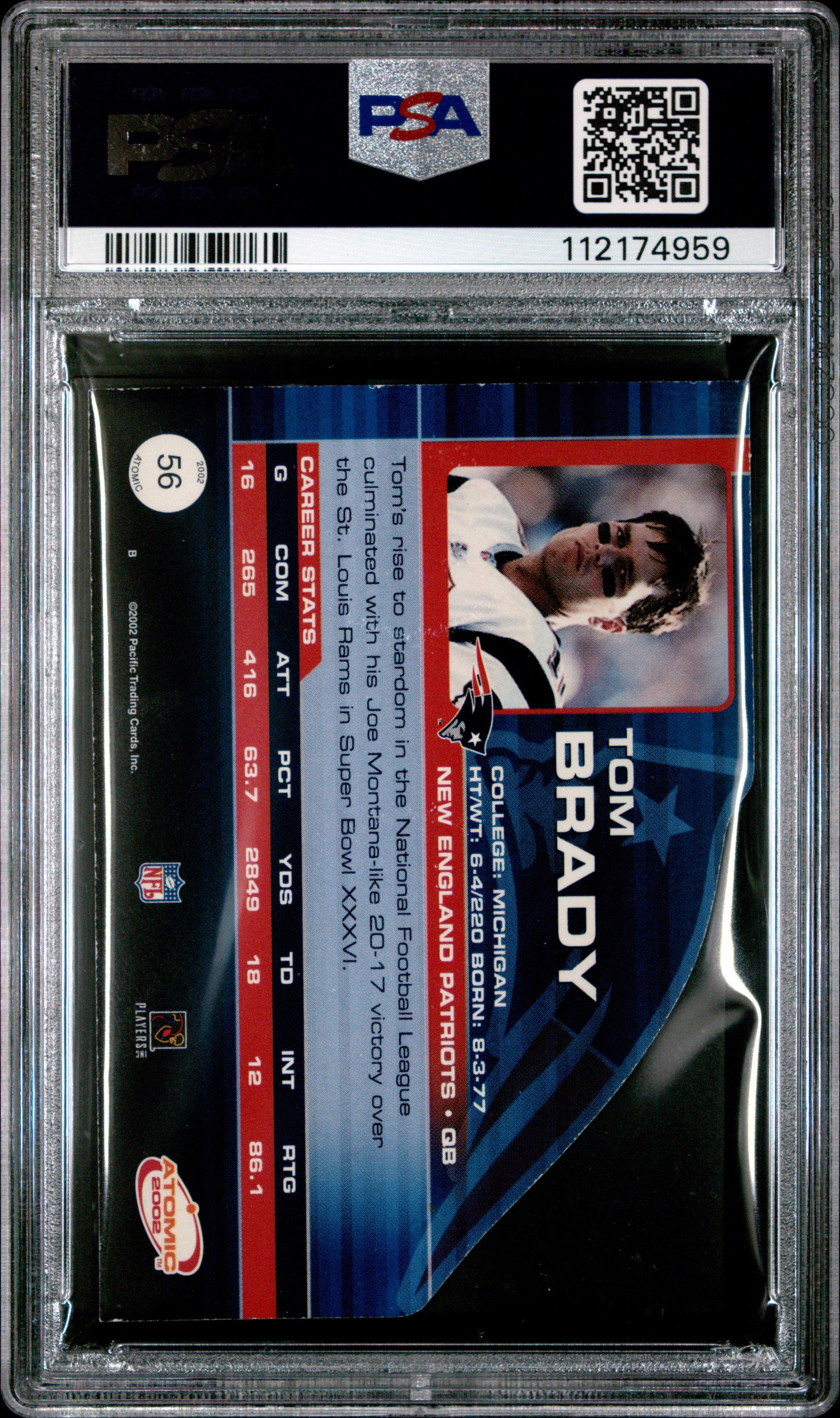2002 Pacific Atomic 56 Tom Brady PSA 8