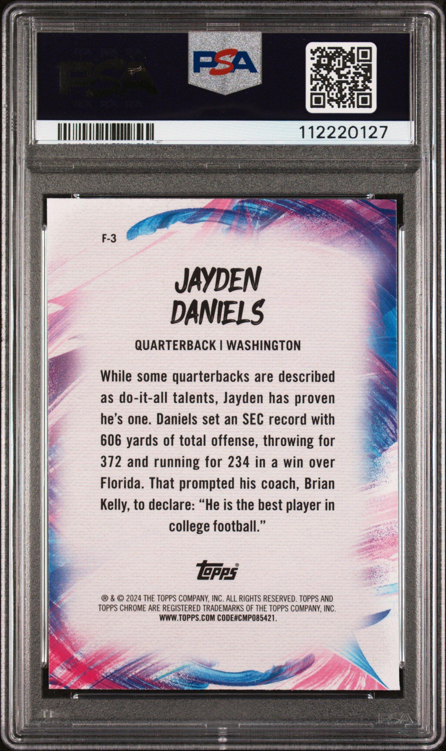 2024 Topps Chrome Finesse F3 Jayden Daniels X-fractor PSA 10