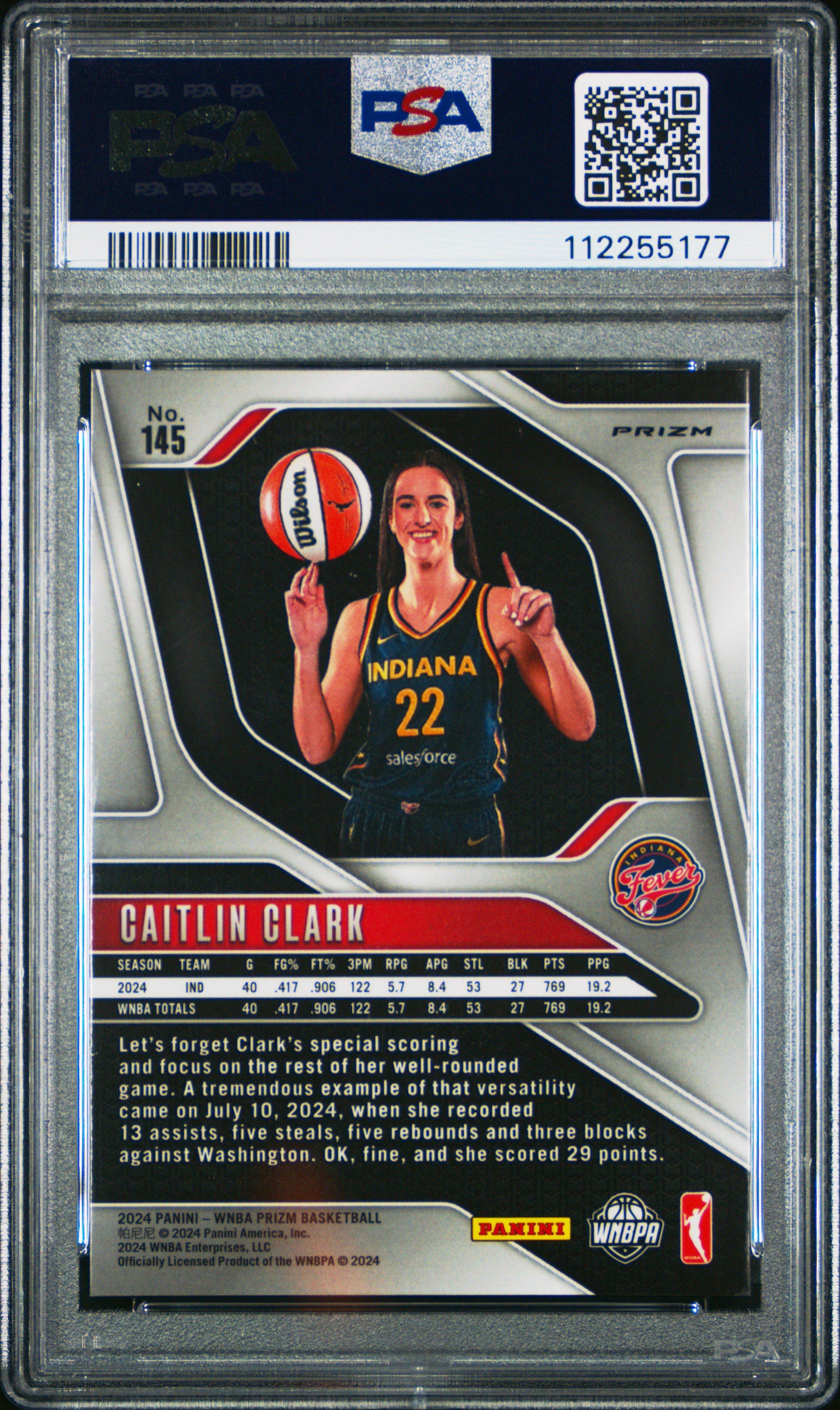 2024 Panini Prizm Wnba 145 Caitlin Clark Ice PSA