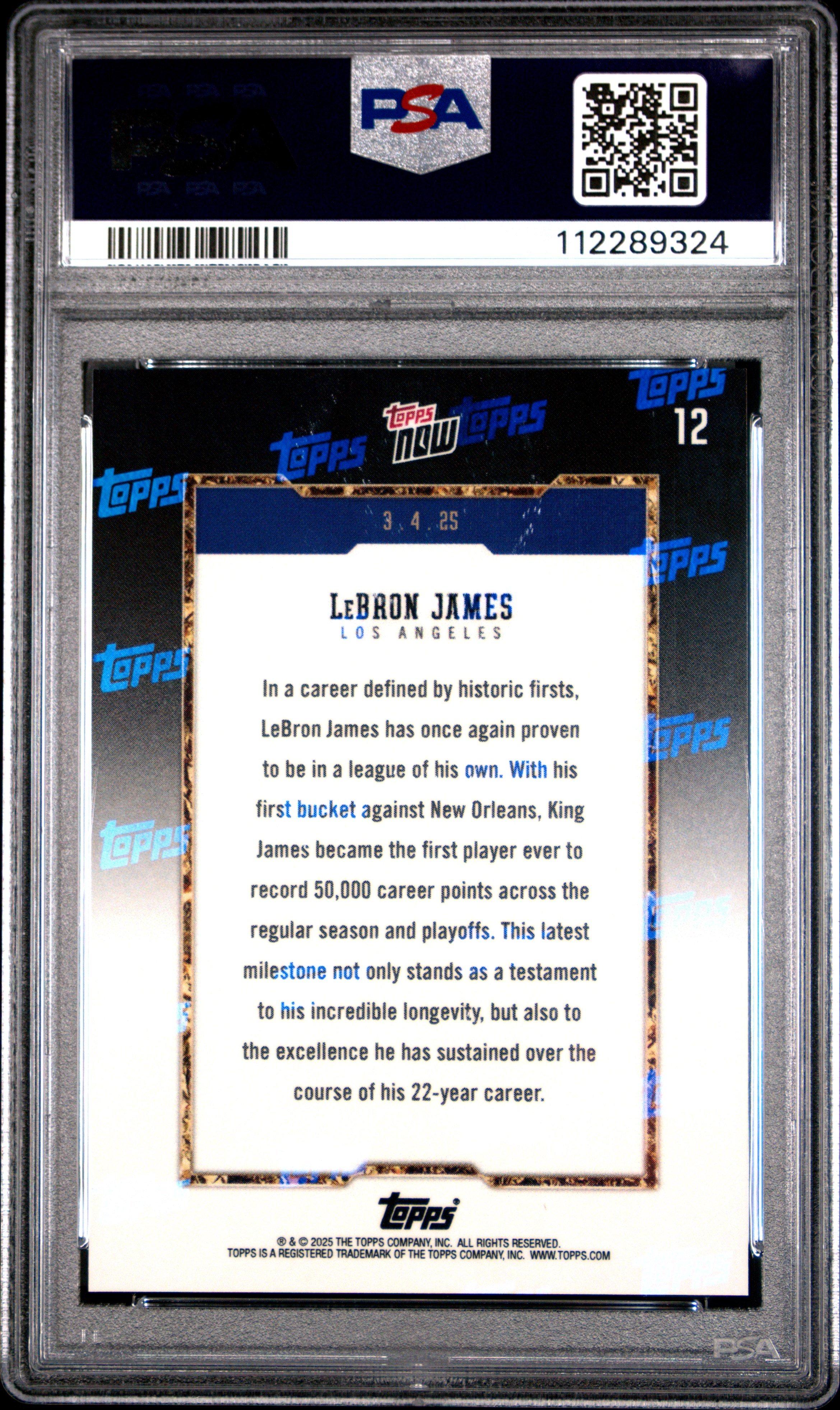 2024 Topps Now 12 Lebron James PSA 9 Graded Card | GameStop