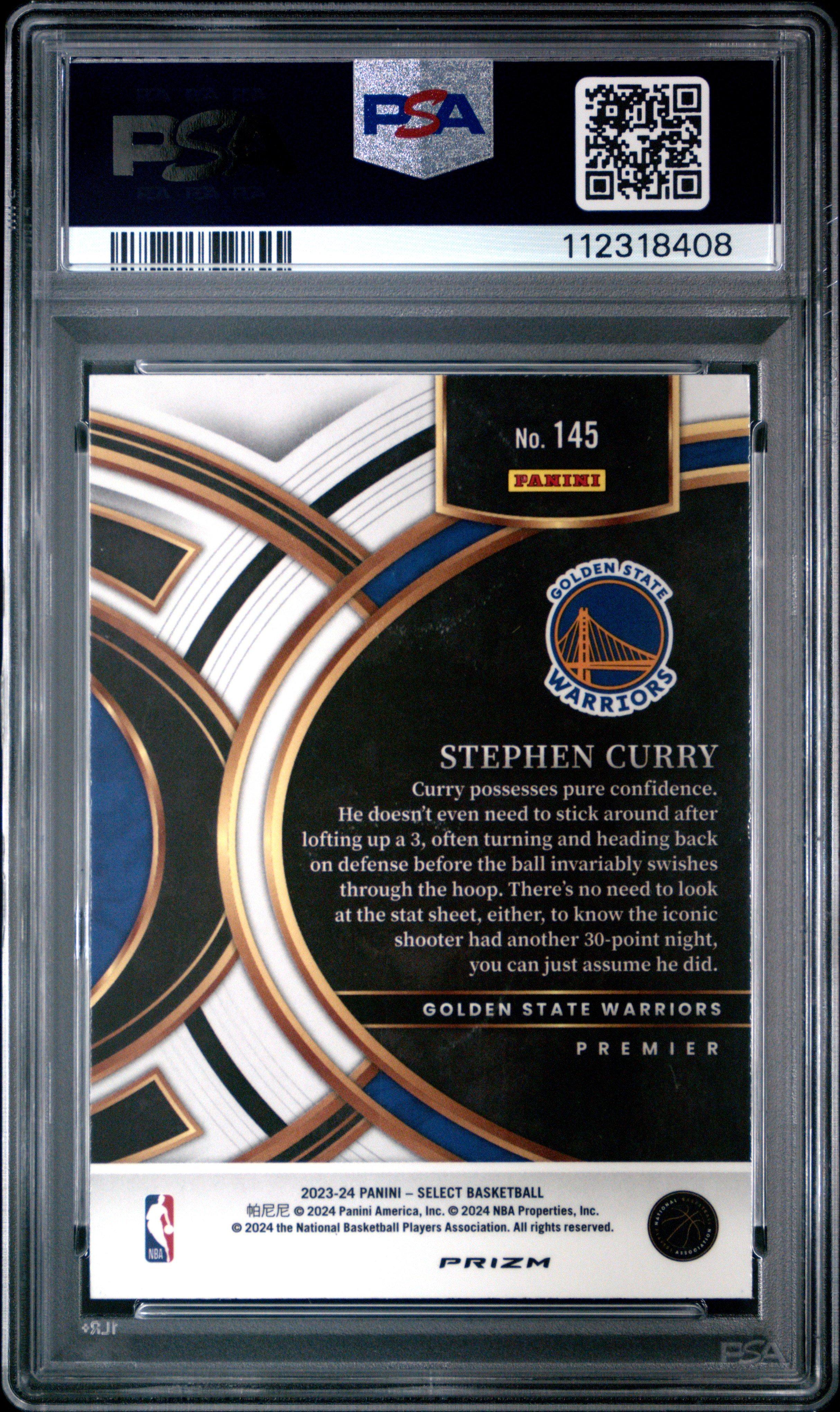 2023 Panini Select 145 Stephen Curry Blue Cracked Ice PSA 10