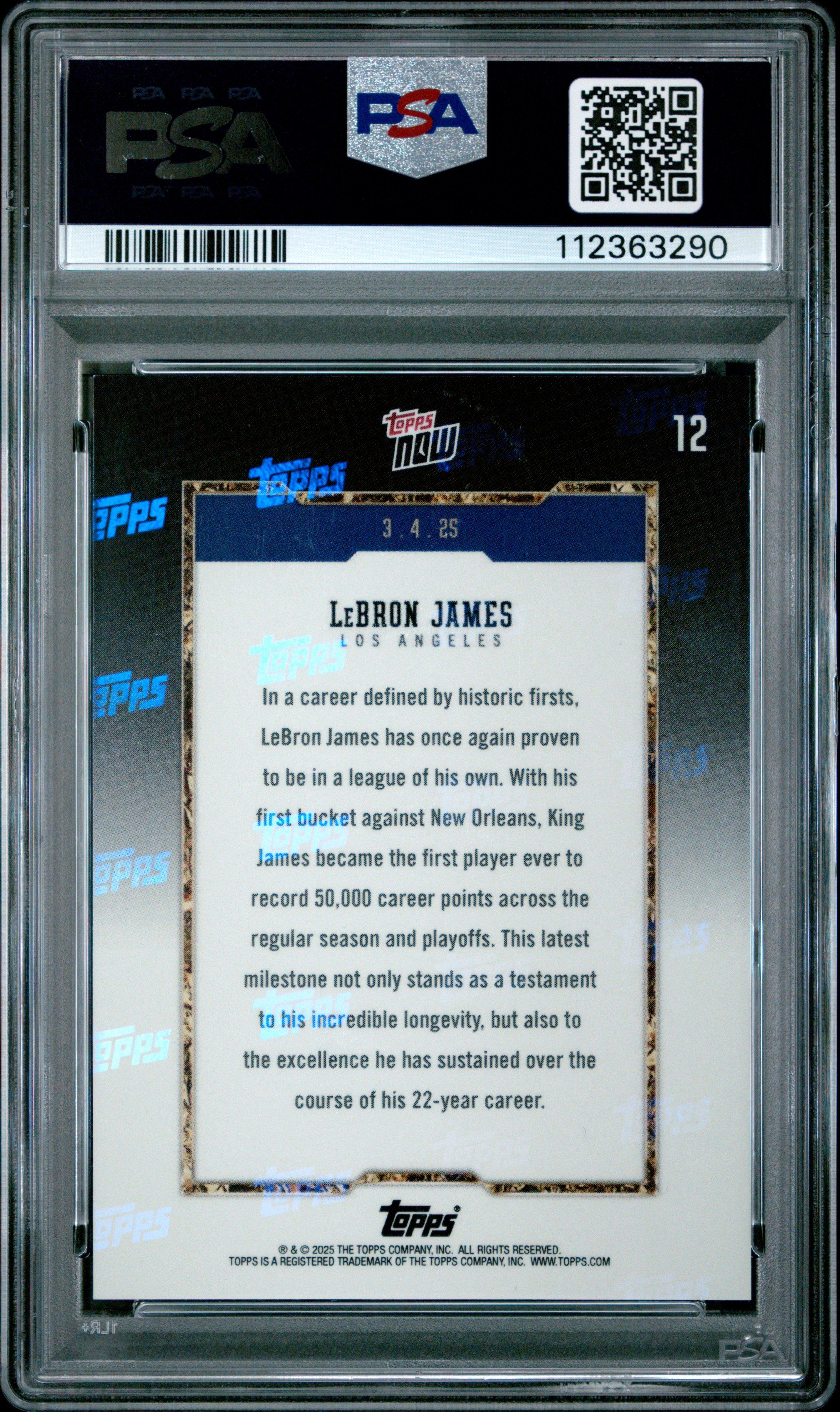2024 Topps Now 12 Lebron James PSA 10 Graded Card | GameStop