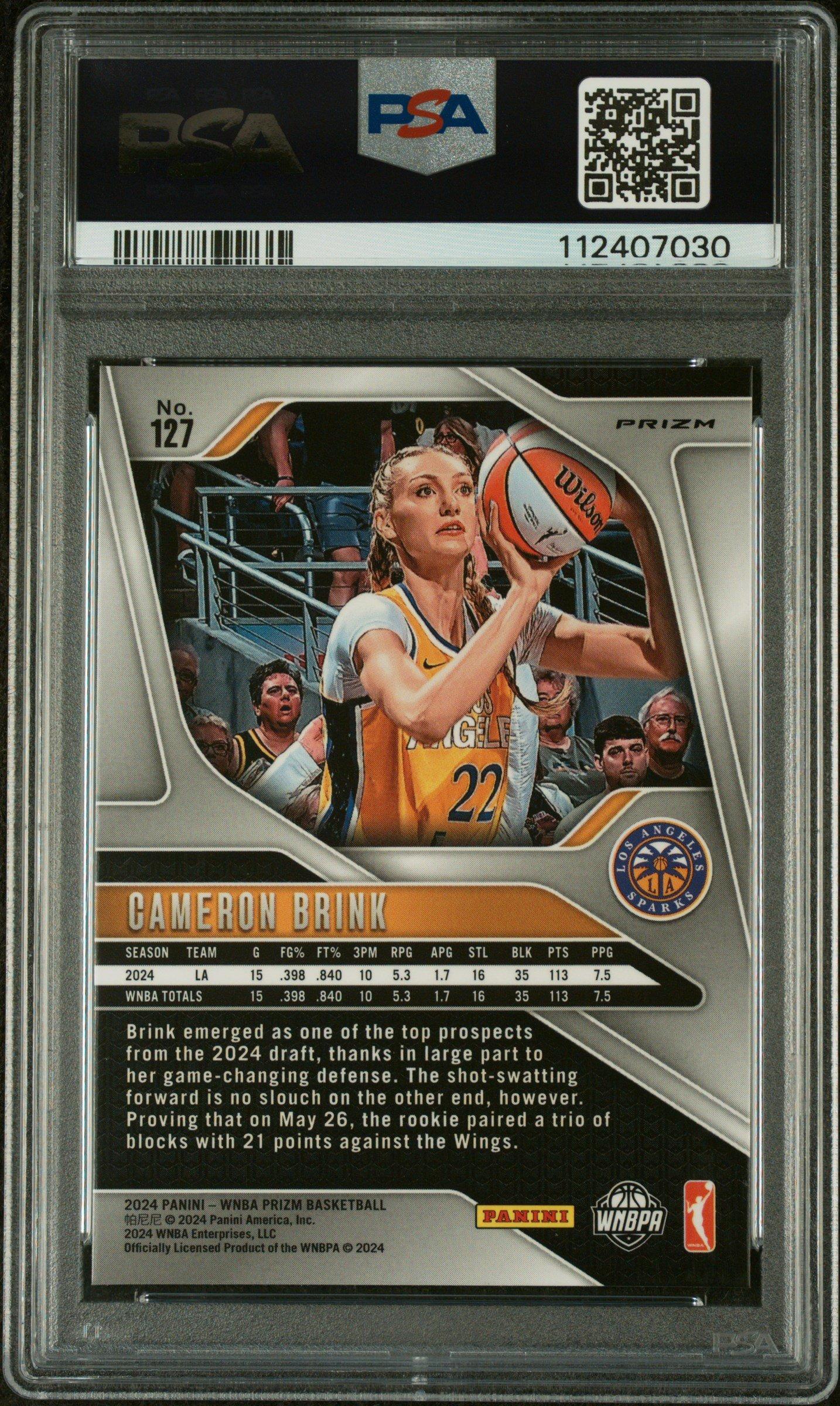 2024 Panini Prizm Wnba 127 Cameron Brink Silver Prizm PSA 9