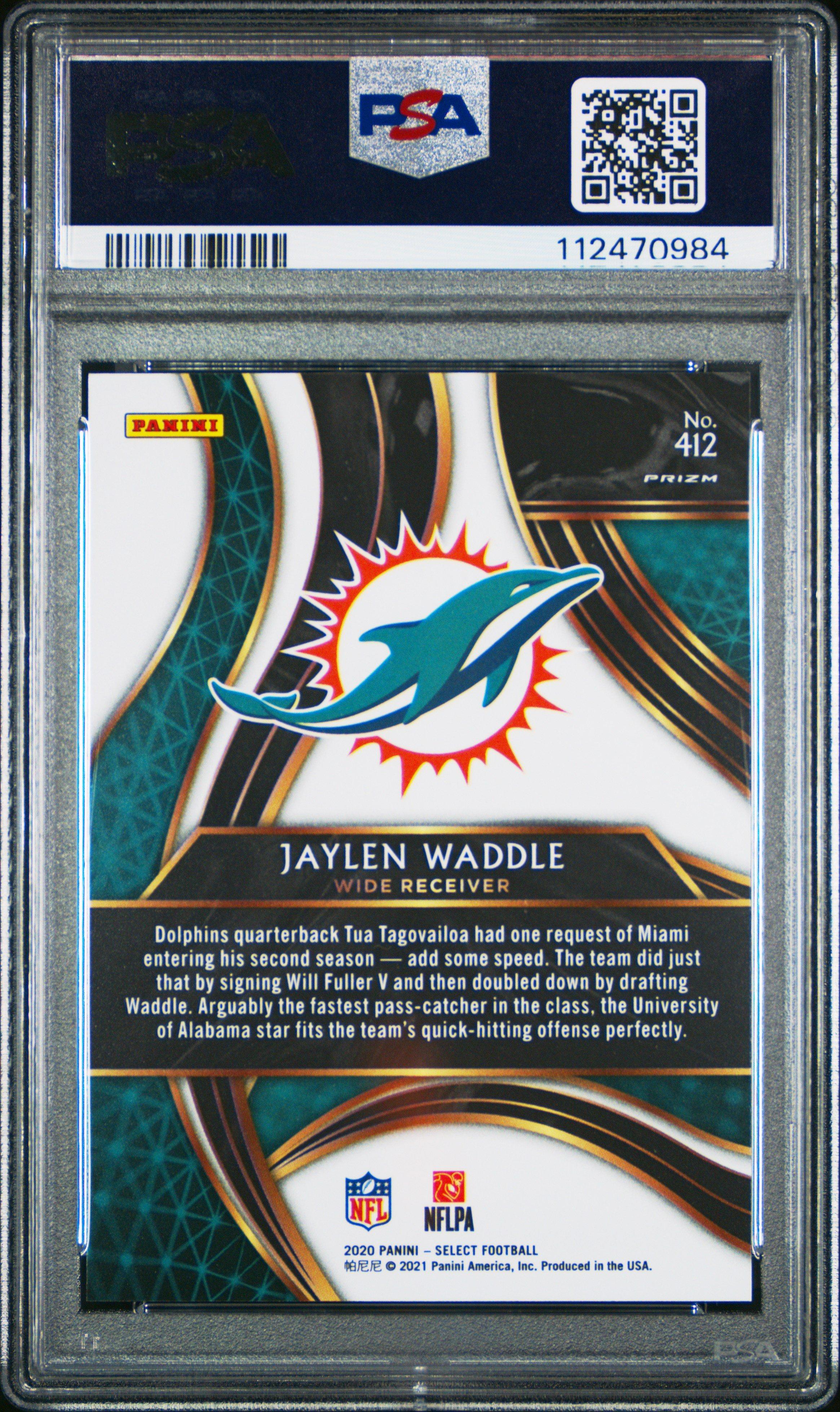 2020 Panini Select 2021 Xrc Prizm Redemption 412 Jaylen Waddle PSA 10