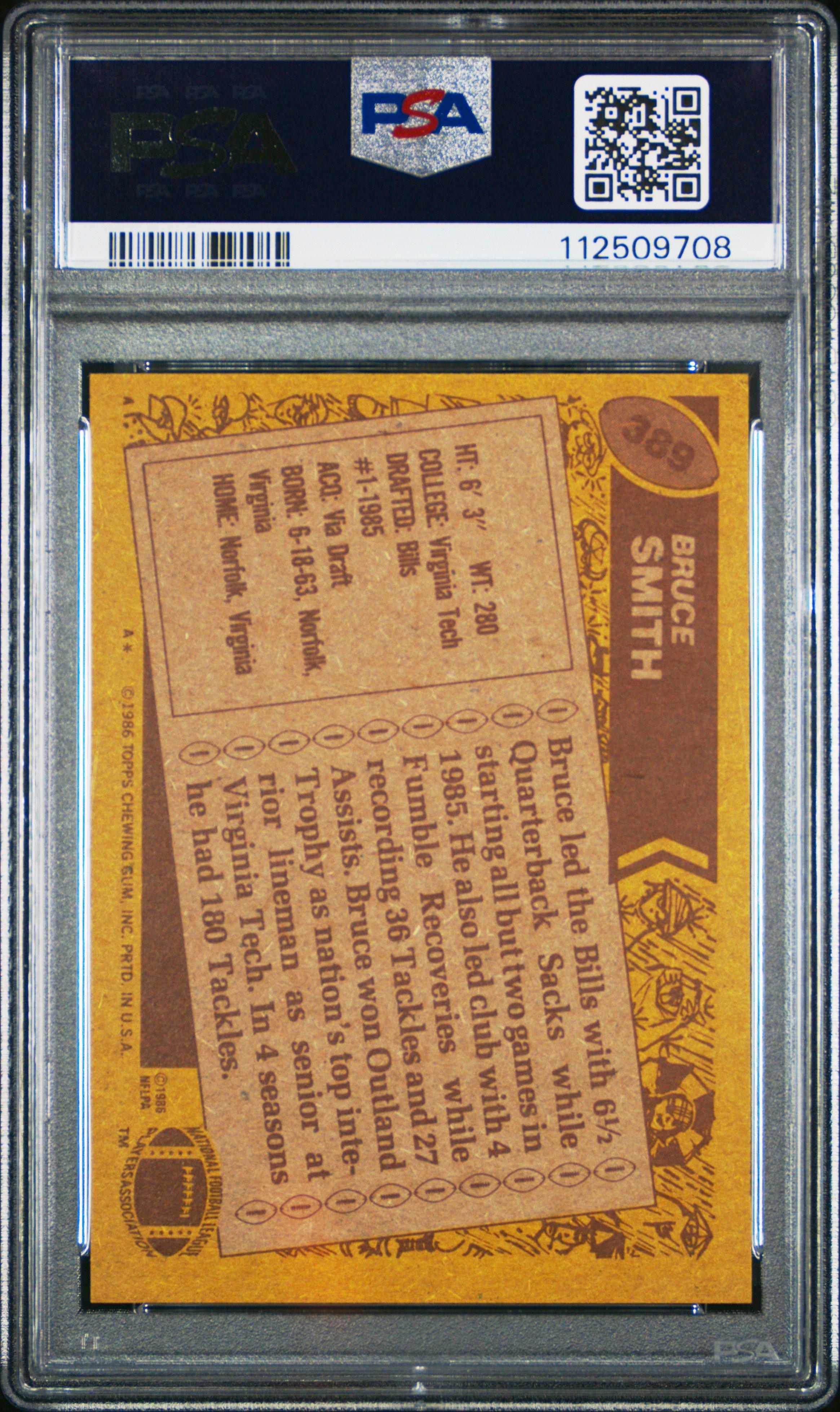 1986 Topps 389 Bruce Smith PSA 8