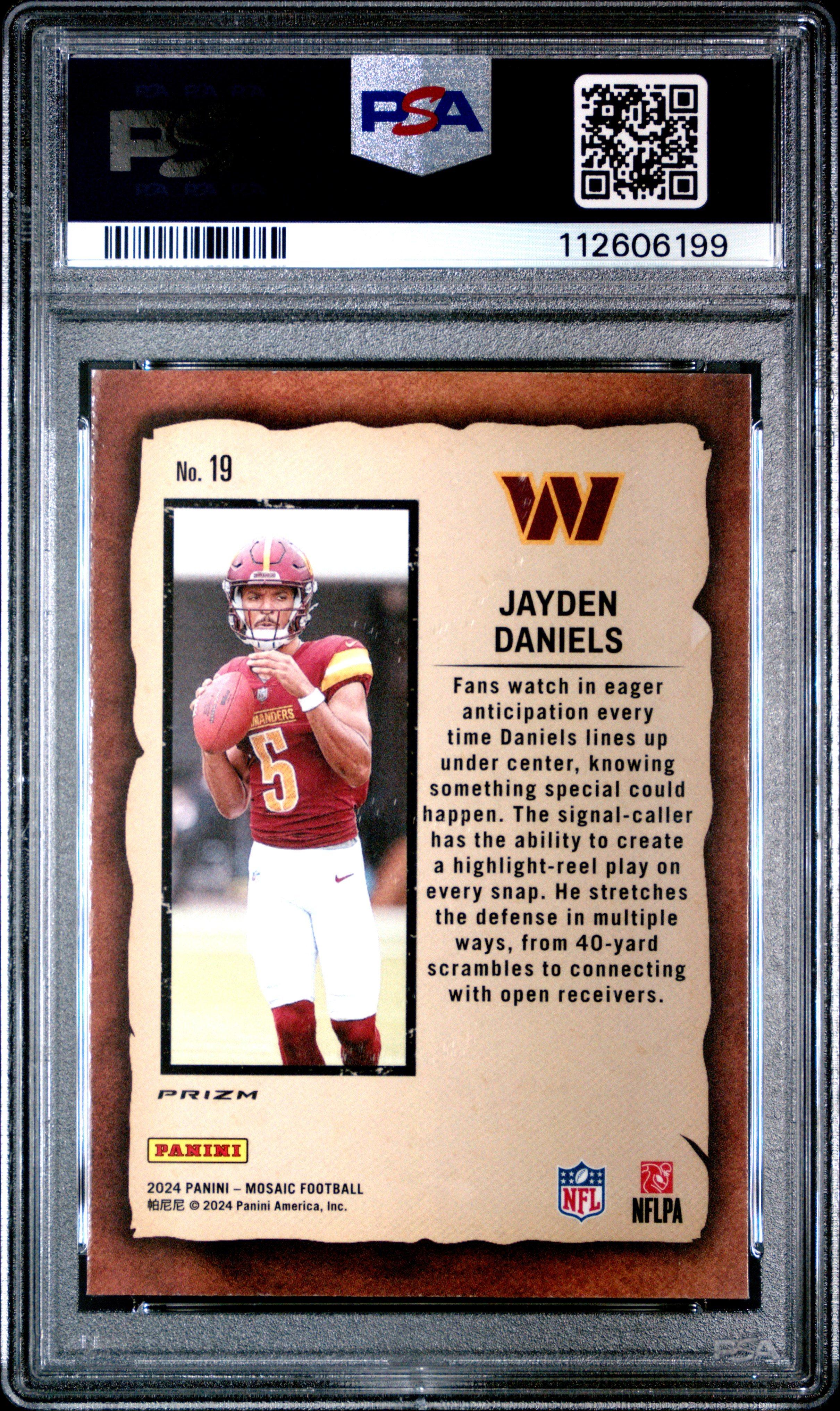 2024 Panini Mosaic Notoriety 19 Jayden Daniels Mosaic PSA 10