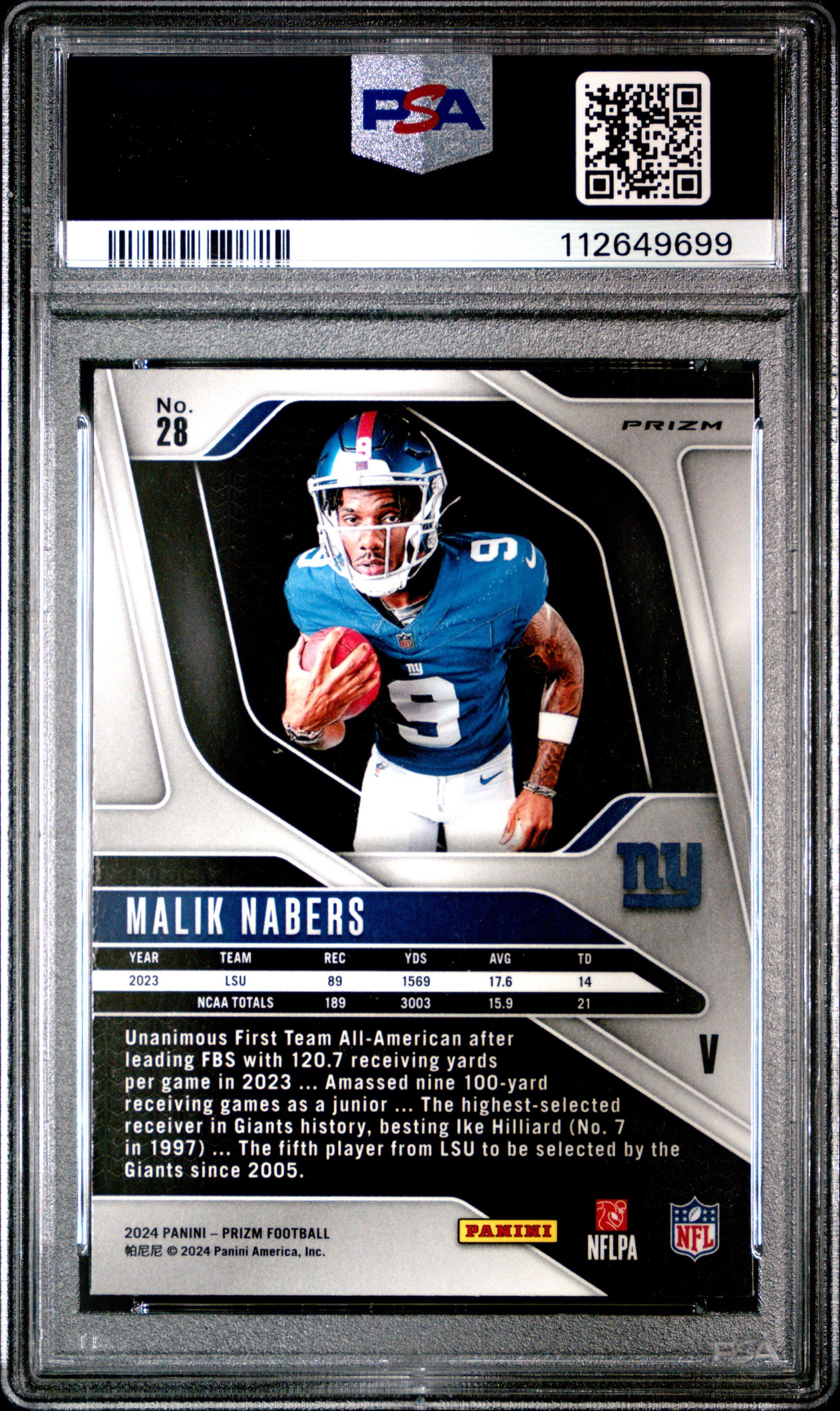 2024 Panini Prizm Rookie Variation 28 Malik Nabers PSA