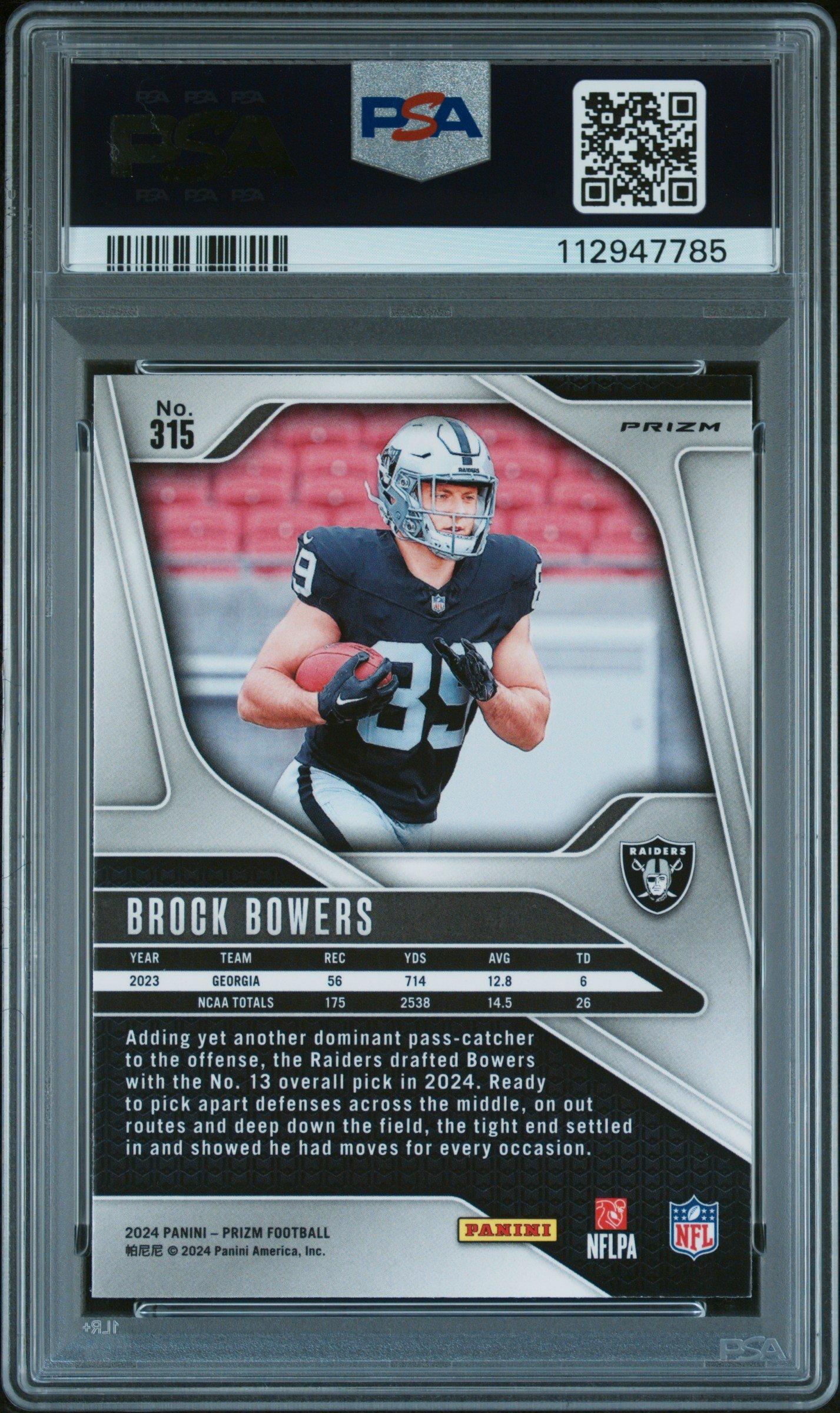 2024 Panini Prizm 315 Brock Bowers Disco Prizm PSA 10