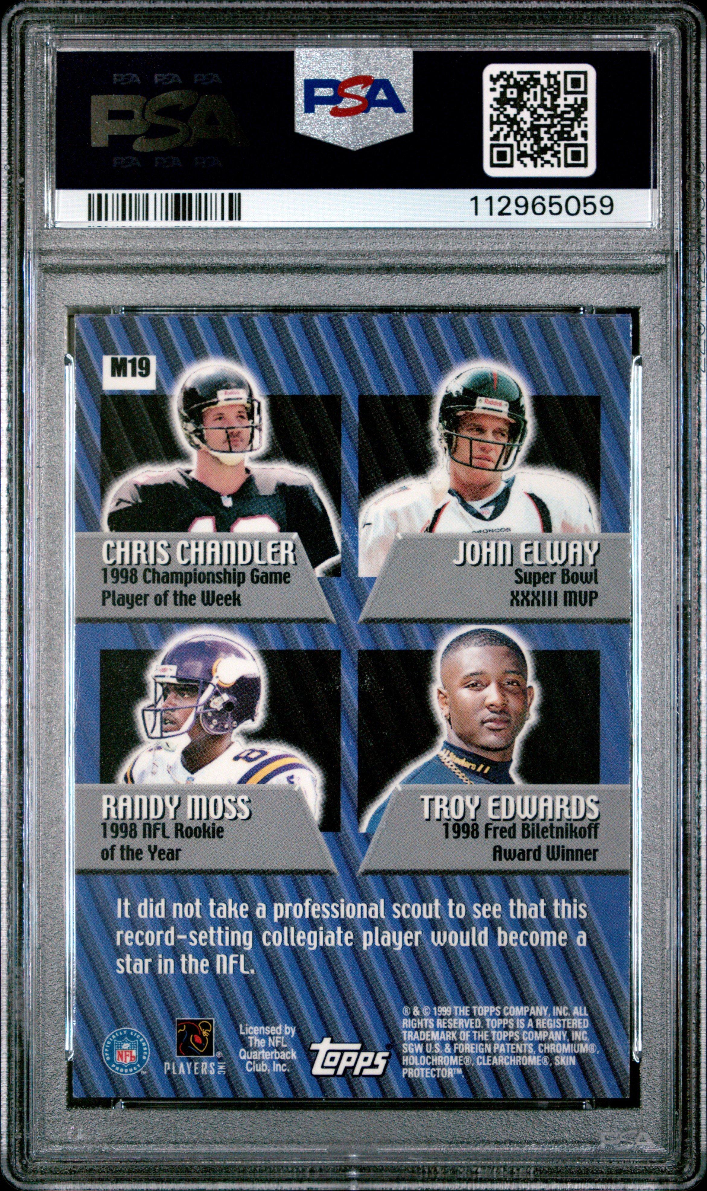 1999 Topps Mystery Chrome M19 Randy Moss Refractor PSA 9