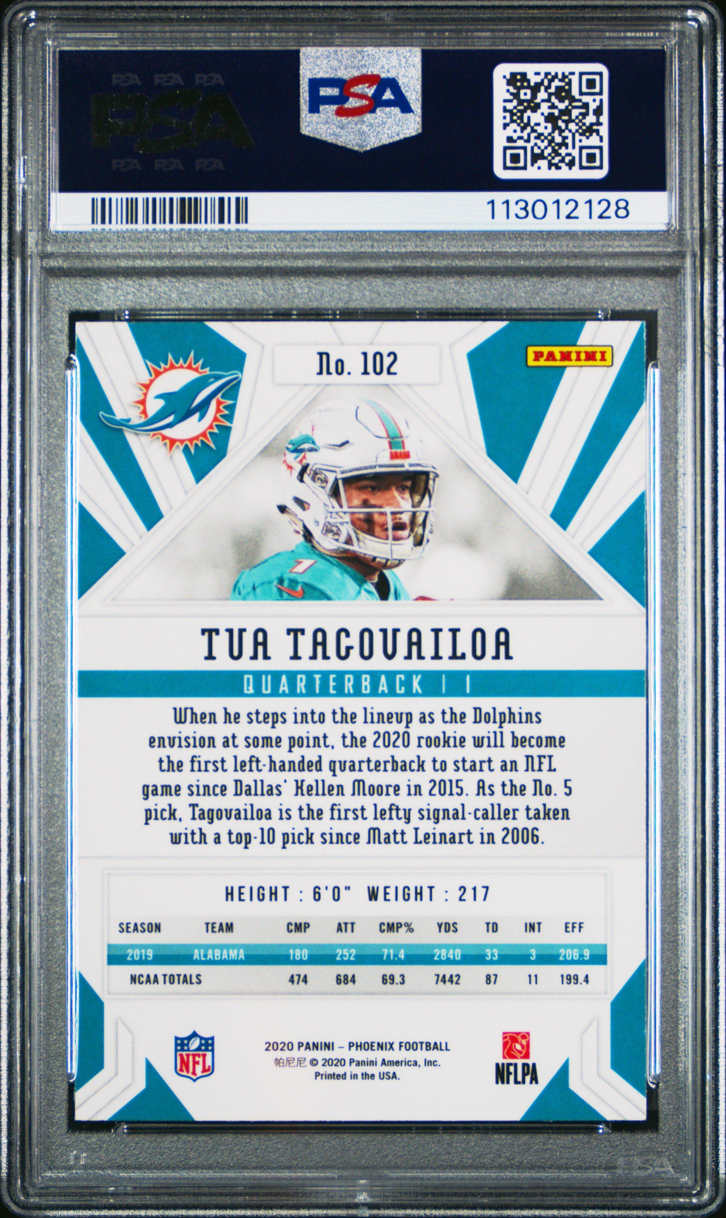 2020 Panini Phoenix 102 Tua Tagovailoa Fire Burst PSA 10 Graded