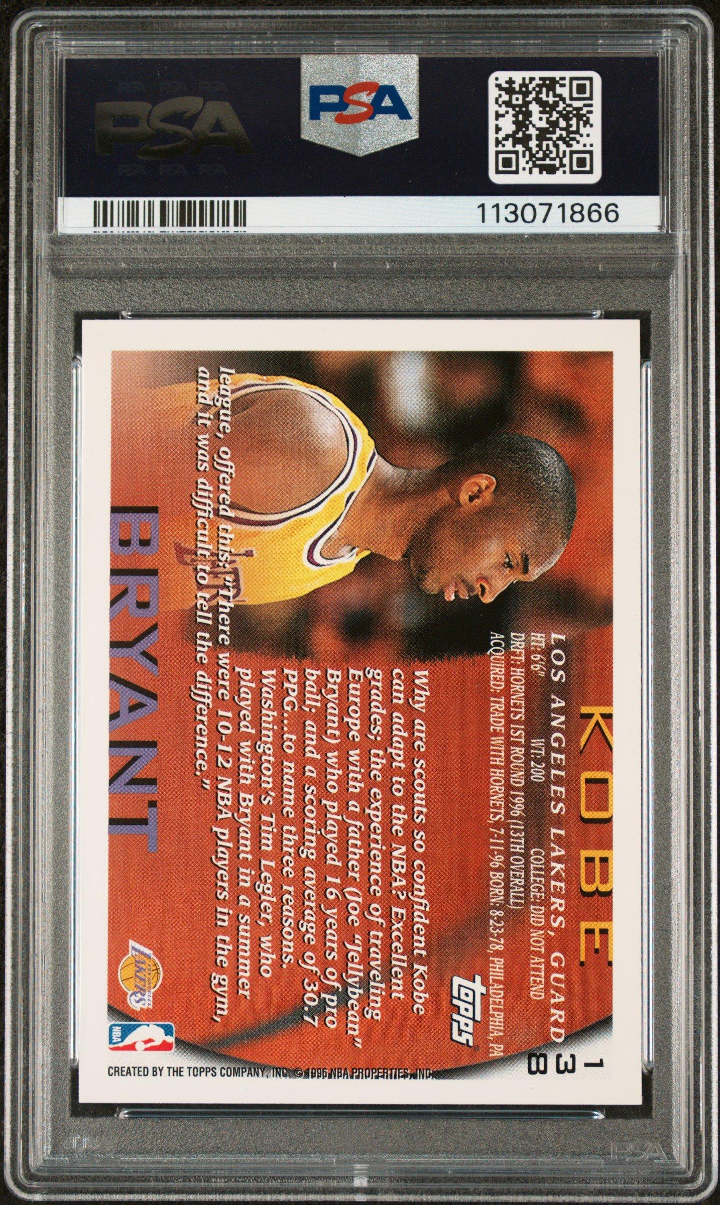 1996 Topps 138 Kobe Bryant PSA