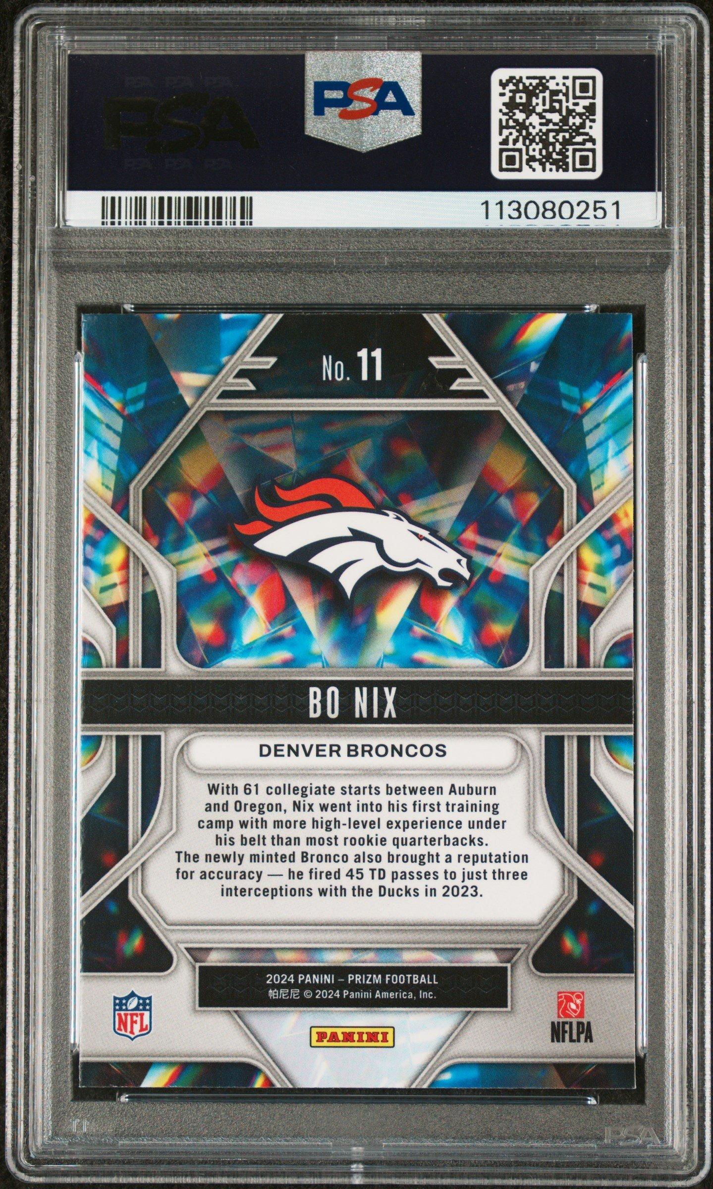 2024 Panini Prizm Prizmatic 11 Bo Nix PSA 10