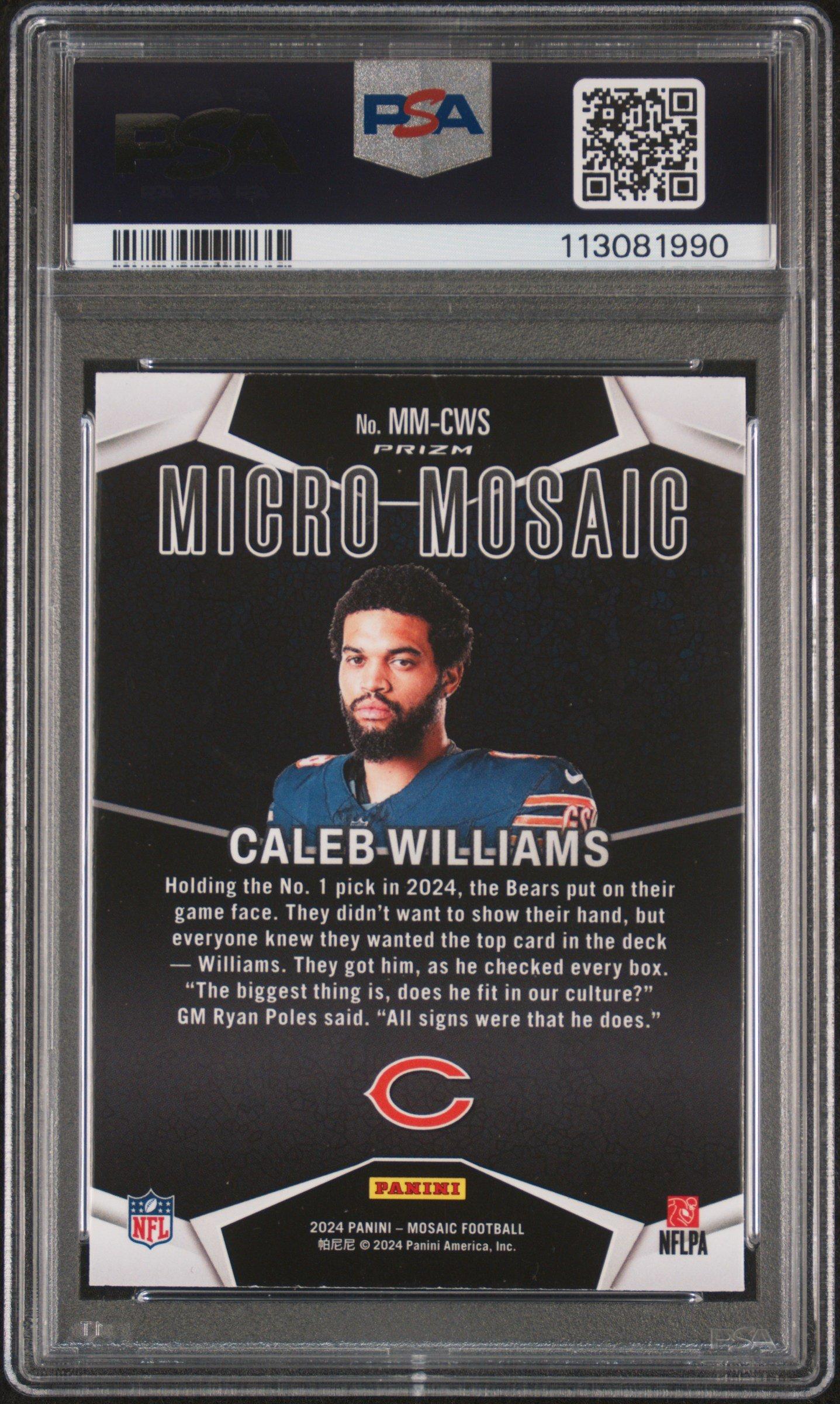 2024 Panini Mosaic Micro Mosaic Mmcws Caleb Williams PSA 9