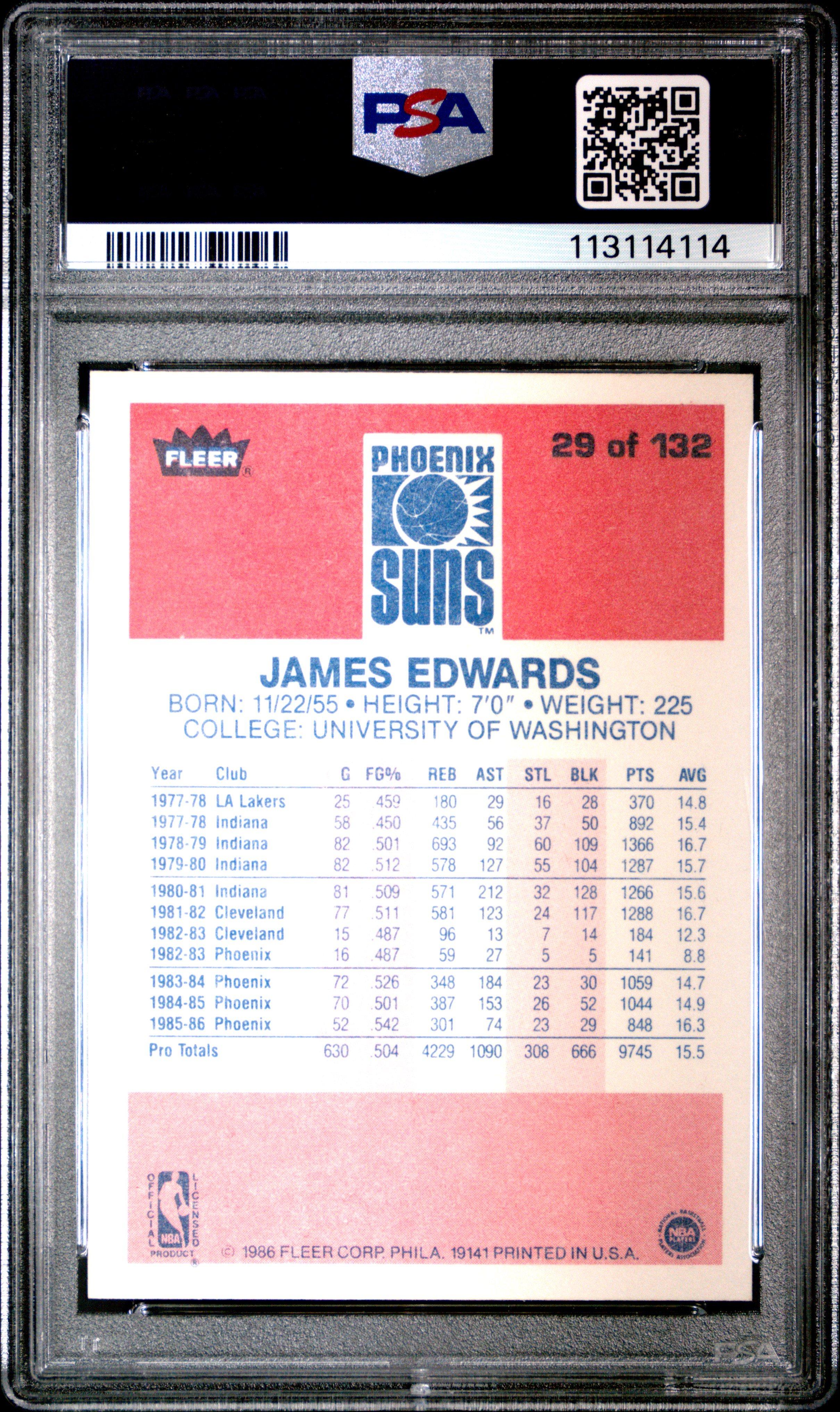 1986 Fleer 29 James Edwards PSA 9