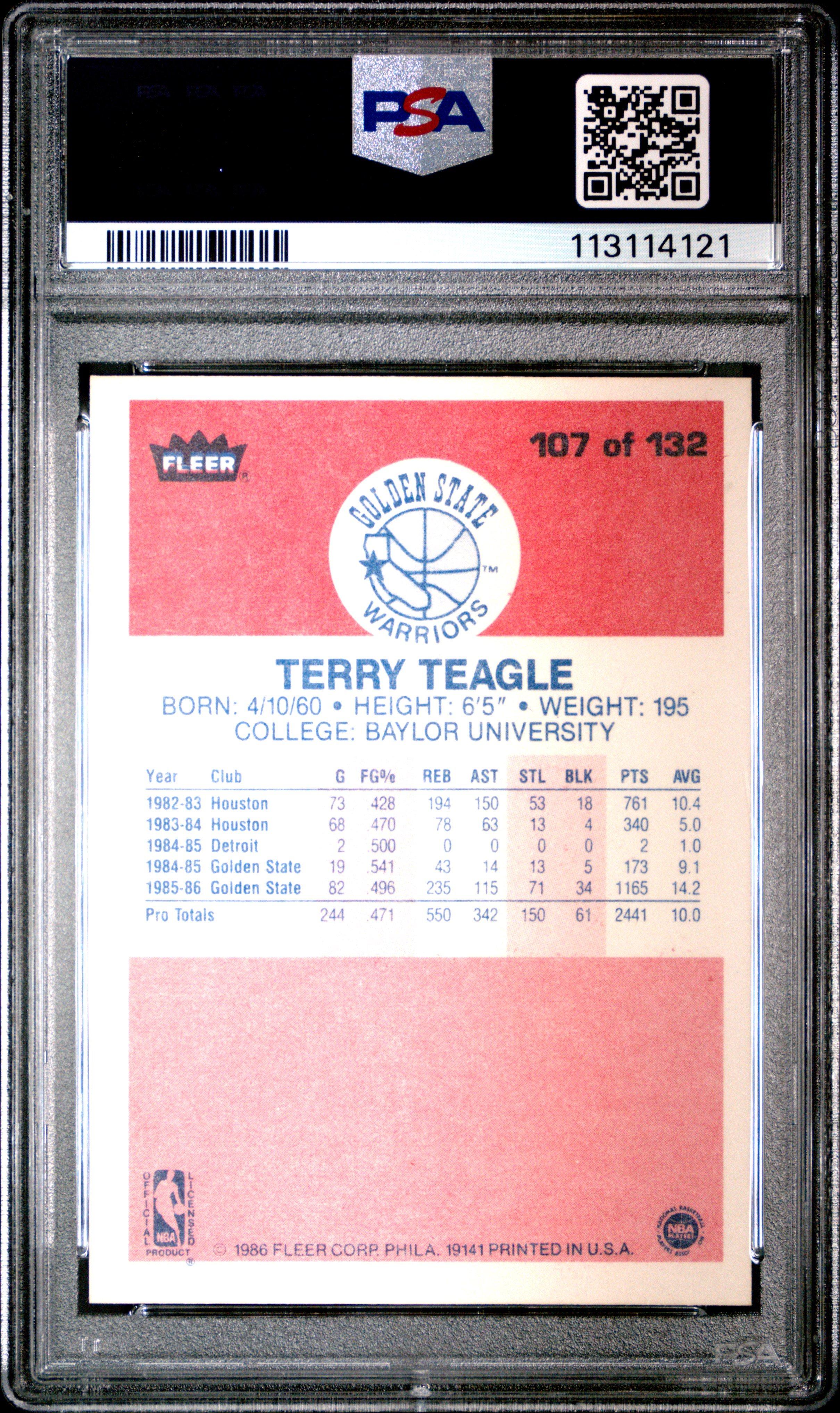 1986 Fleer 107 Terry Teagle PSA 9