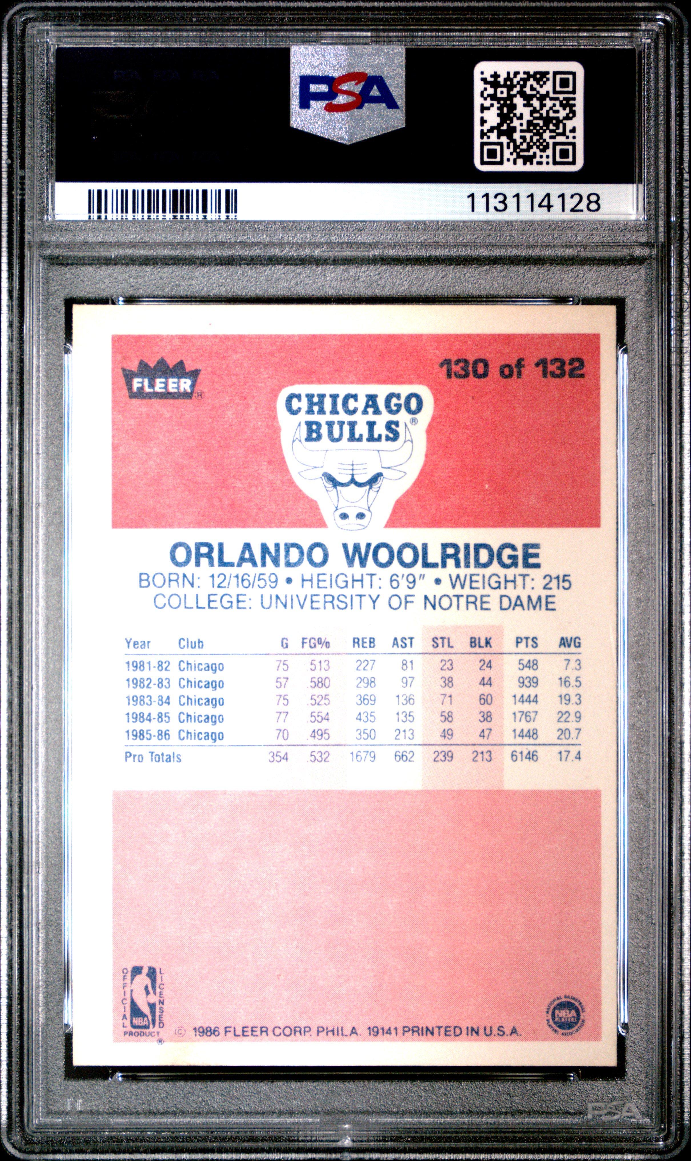 1986 Fleer 130 Orlando Woolridge PSA 8
